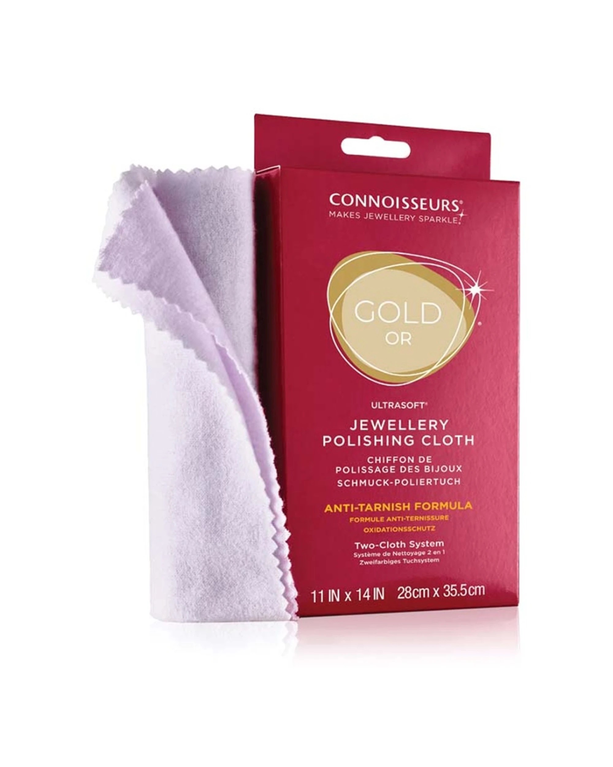 2 Connoisseurs UltraSoft Gold Jewellery Polishing Cleaning Cloth, 2 of 2