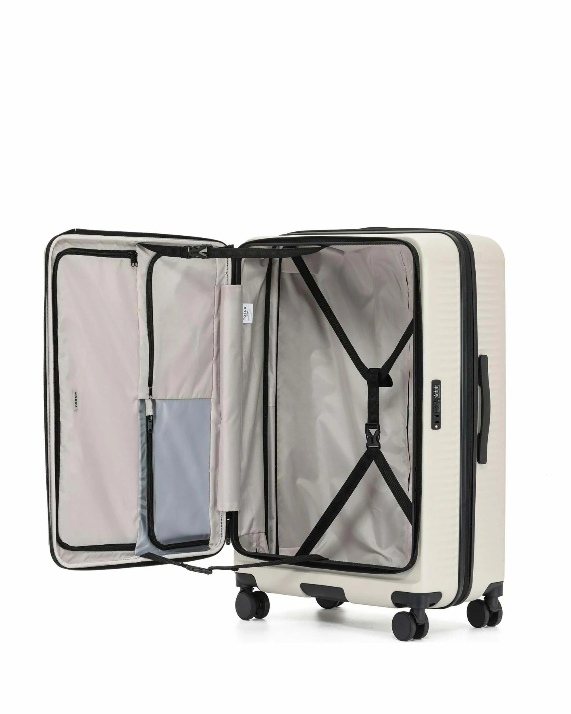 3 Tosca Zen Large Suitcase Travel Luggage With Wheels & Combination Lock - Beige, 3 of 3