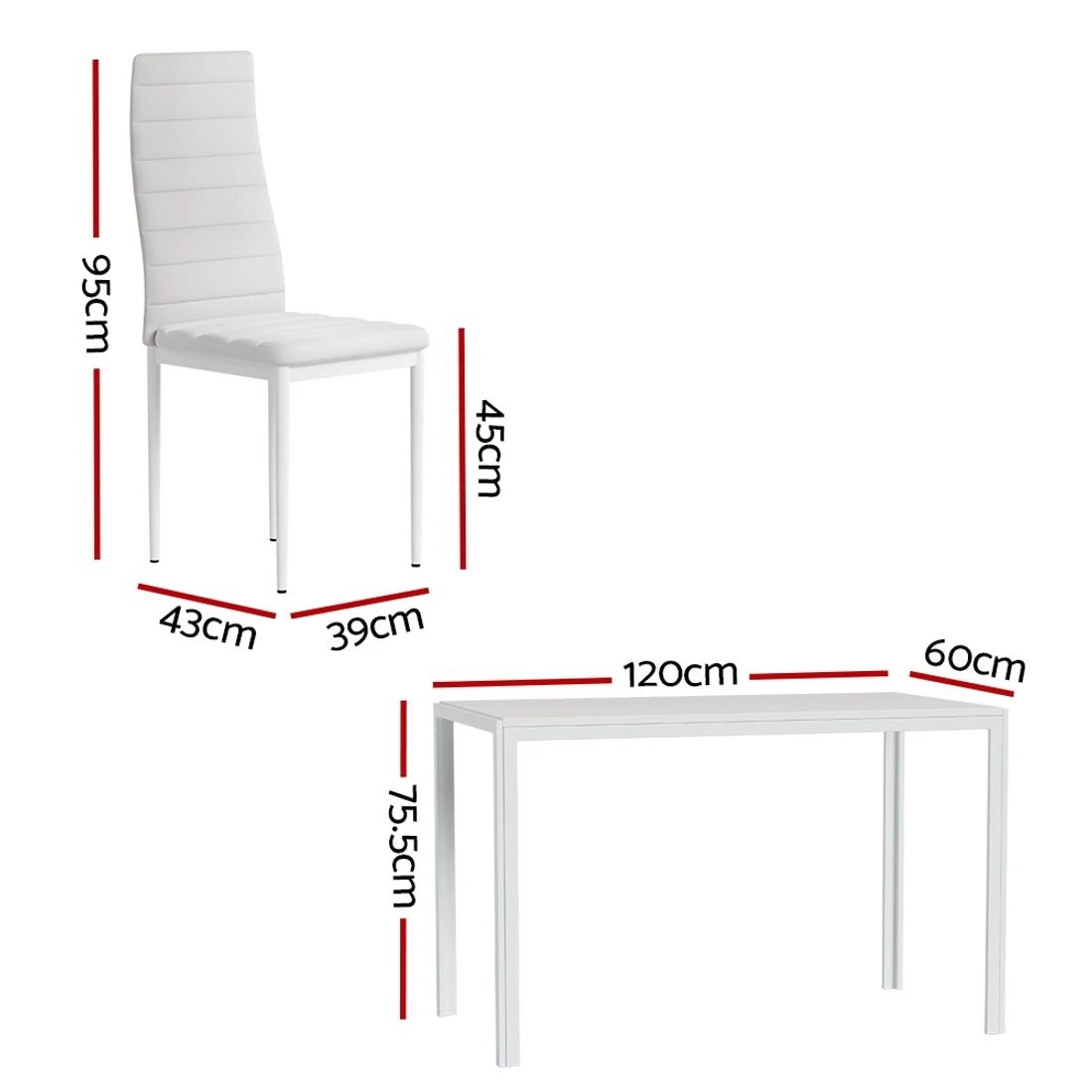 2 Artiss Dining Chairs and Table Dining Set 6 Chair Set Of 7 - White, 2 of 4