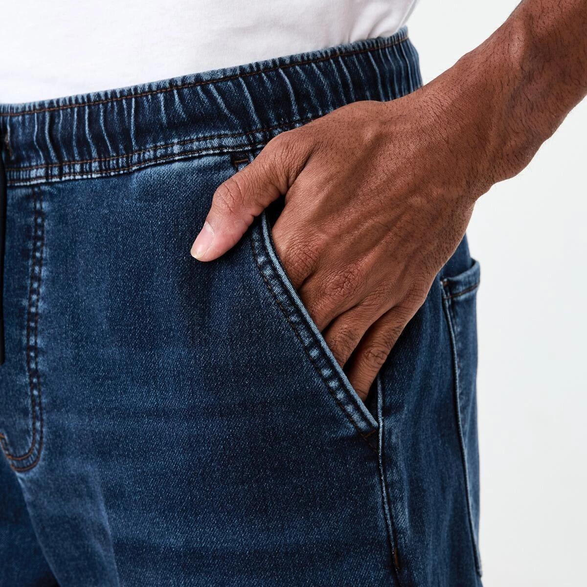 5 Cuffed Denim Joggers DARK BLUE WASH, 5 of 5