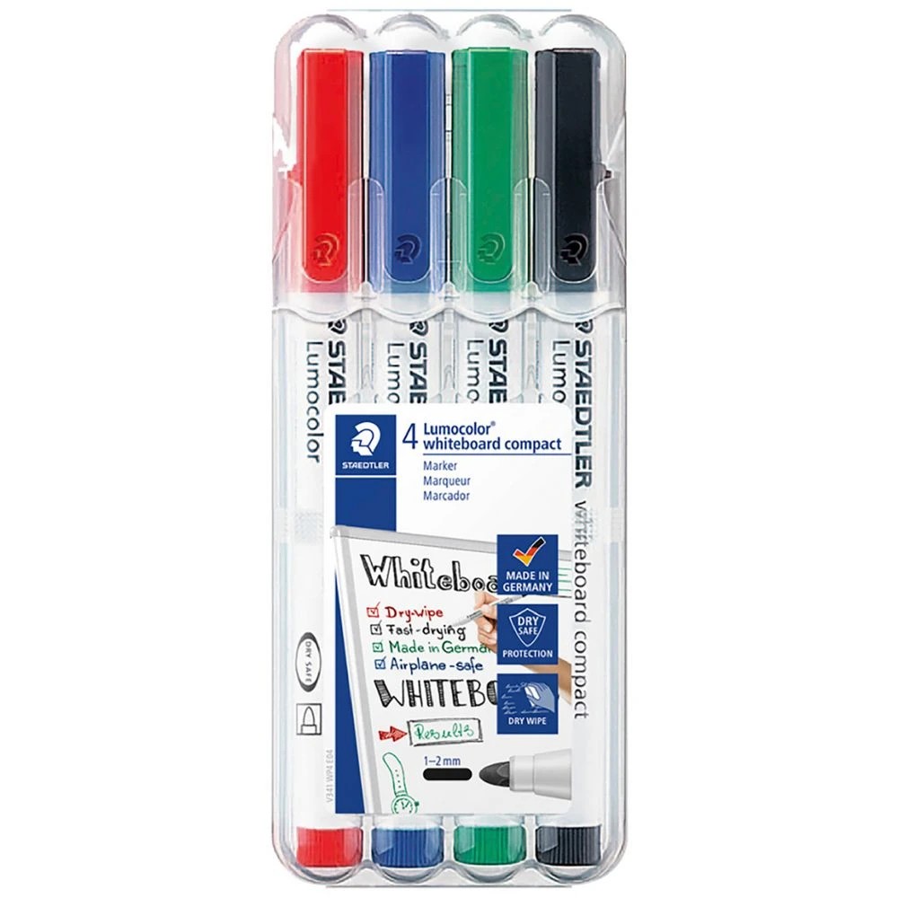 1 Staedtler Lumocolor Compact Whiteboard Marker Assorted 4 Pack, 1 of 6