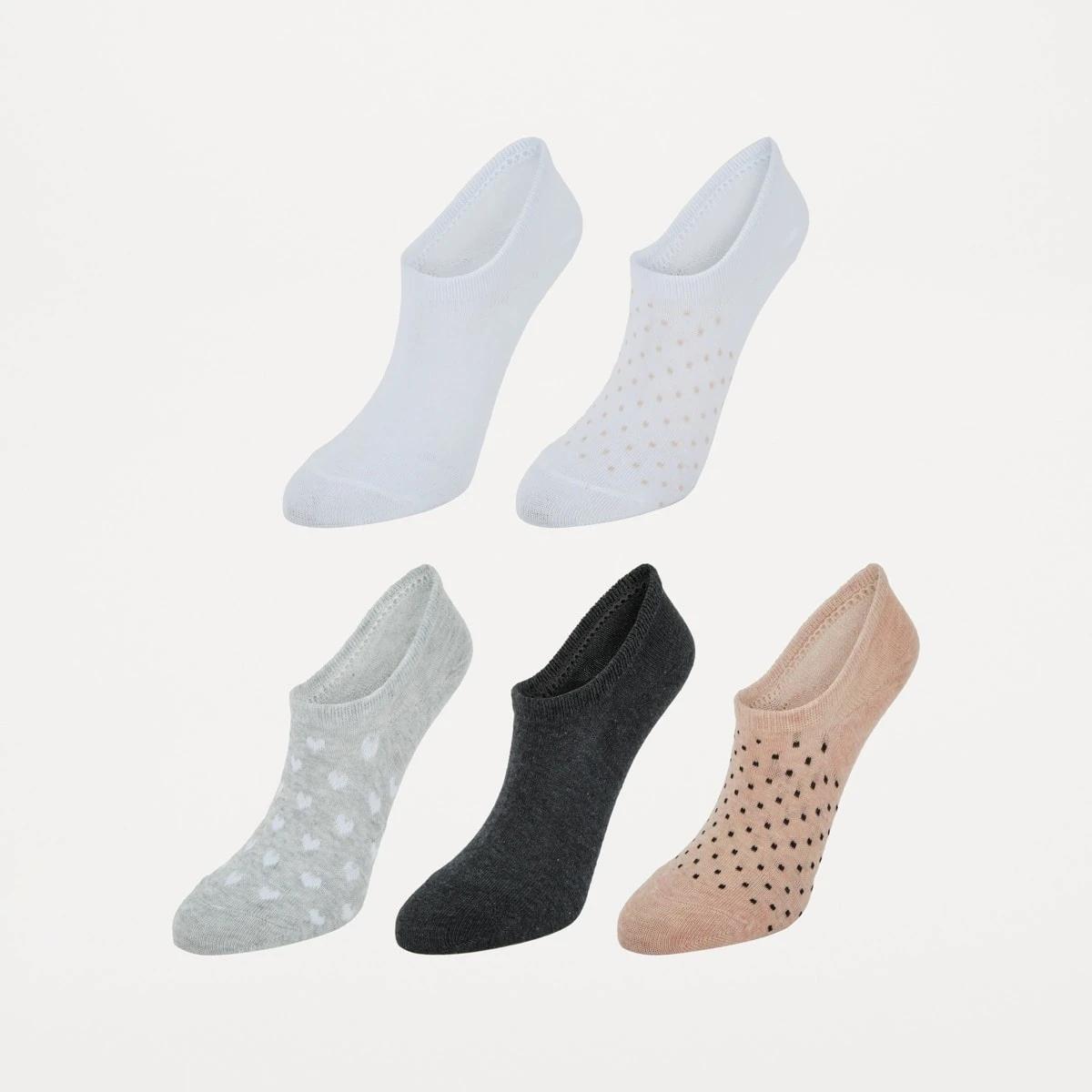 1 5 Pack Jacquard Sneaker Socks HEART SPOT MULTI PACK ROSE SMOKE, 1 of 3