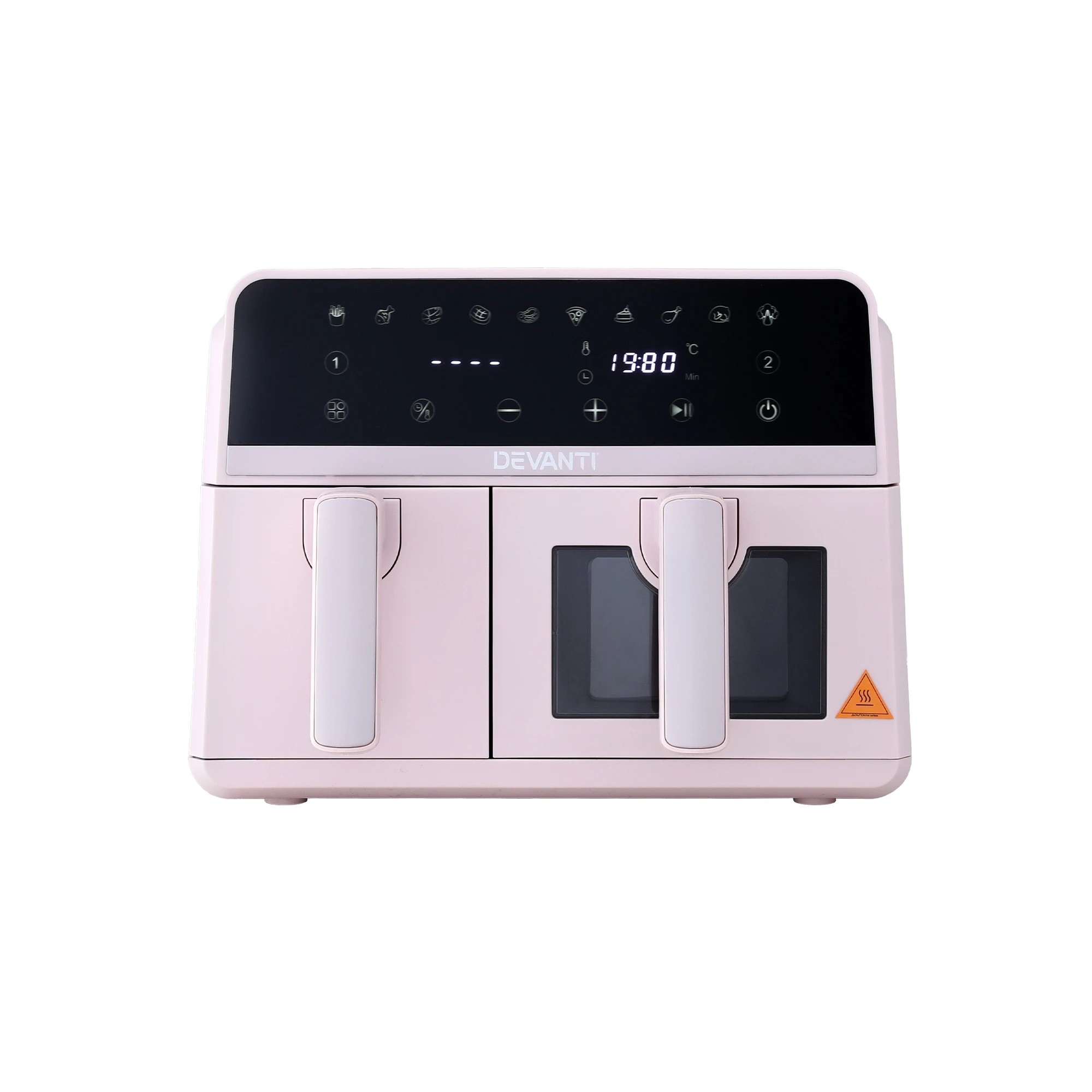 1 Devanti Air Fryer 9L Dual Zone Fryers 2600W - Pink, 1 of 6