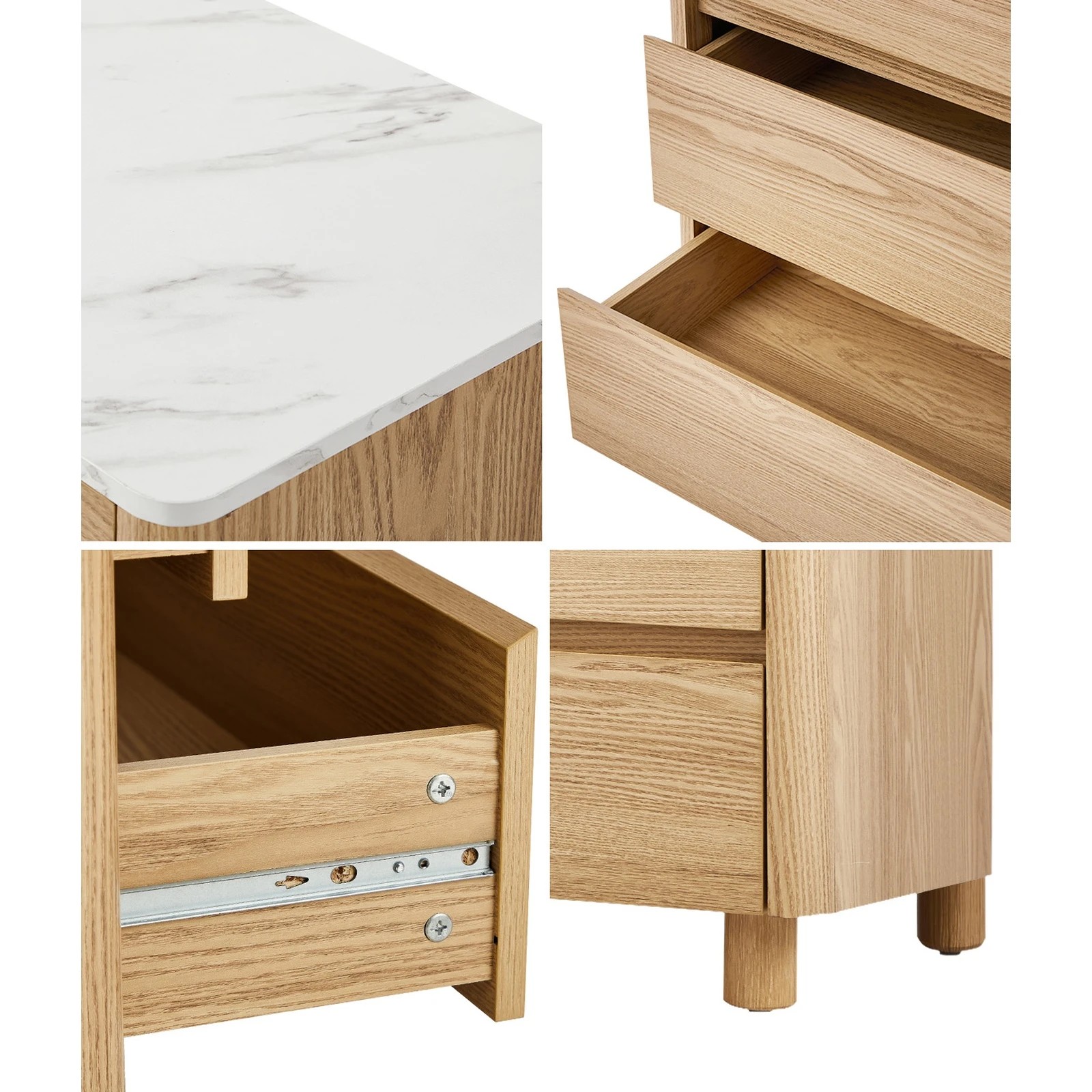 4 Oikiture 6 Chest Of Drawers Dresser Lowboy Storage Cabinet Faux Marble Top
 - Natural, 4 of 10