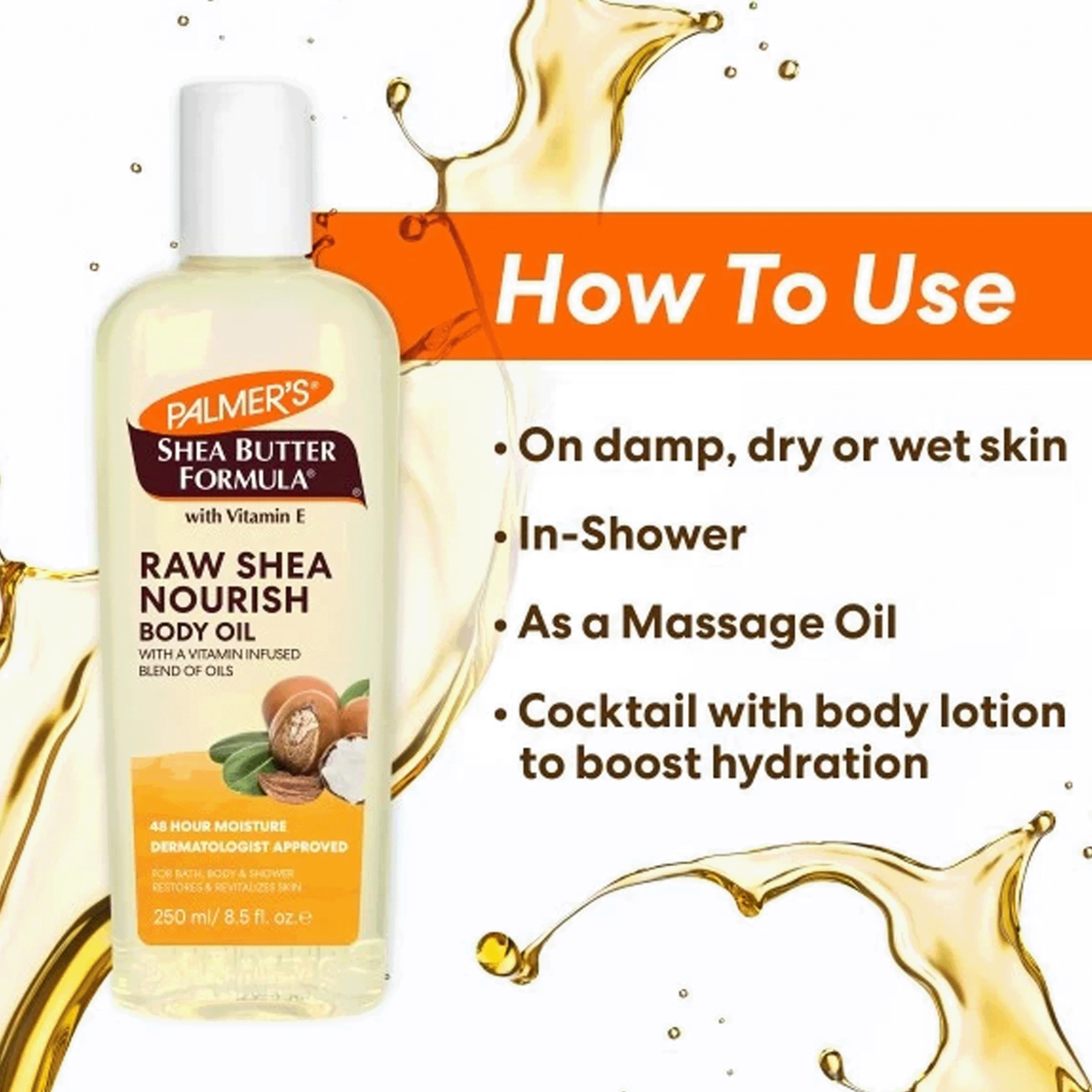 4 Palmers Palmer's Shea Butter Formula Body Oil with Vitamin E - 250ml - White, 4 of 5