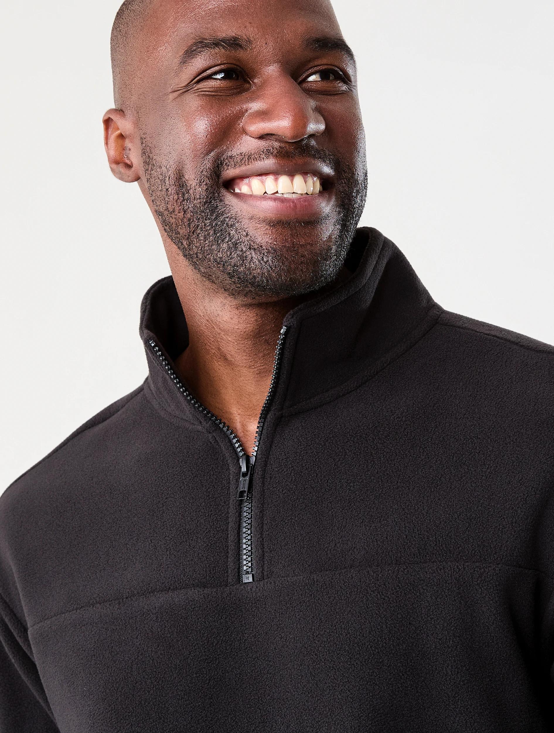 4 Active Mens Polar Fleece Quarter Zip Long Sleeve Black W26, 4 of 6