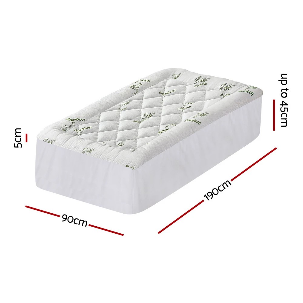 2 Giselle Mattress Topper 5cm Pillowtop toppers Bamboo Single - Multi, 2 of 9