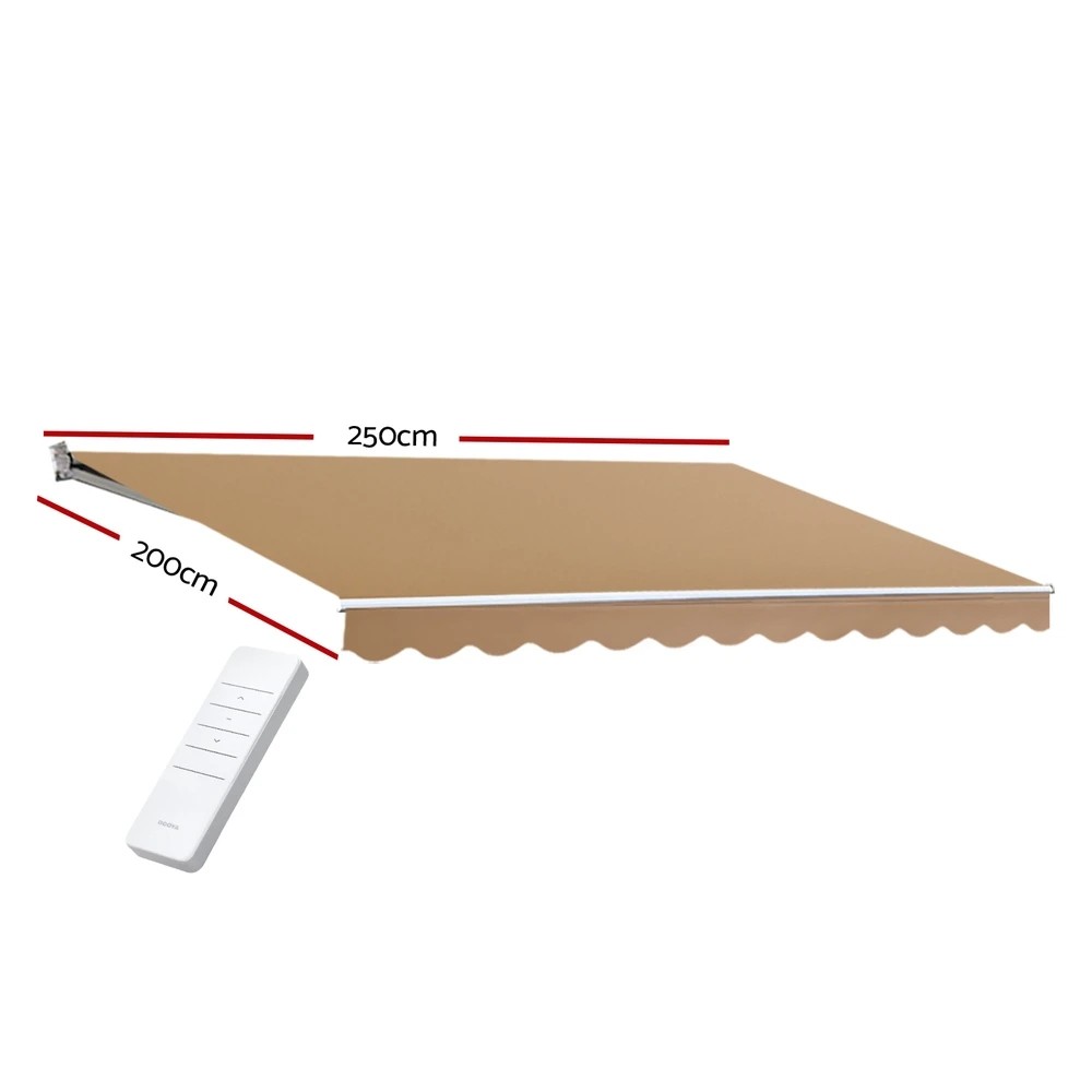 2 Instahut Retractable Folding Arm Awning Motorised Remoter Sunshade 2.5Mx2M - Beige, 2 of 7