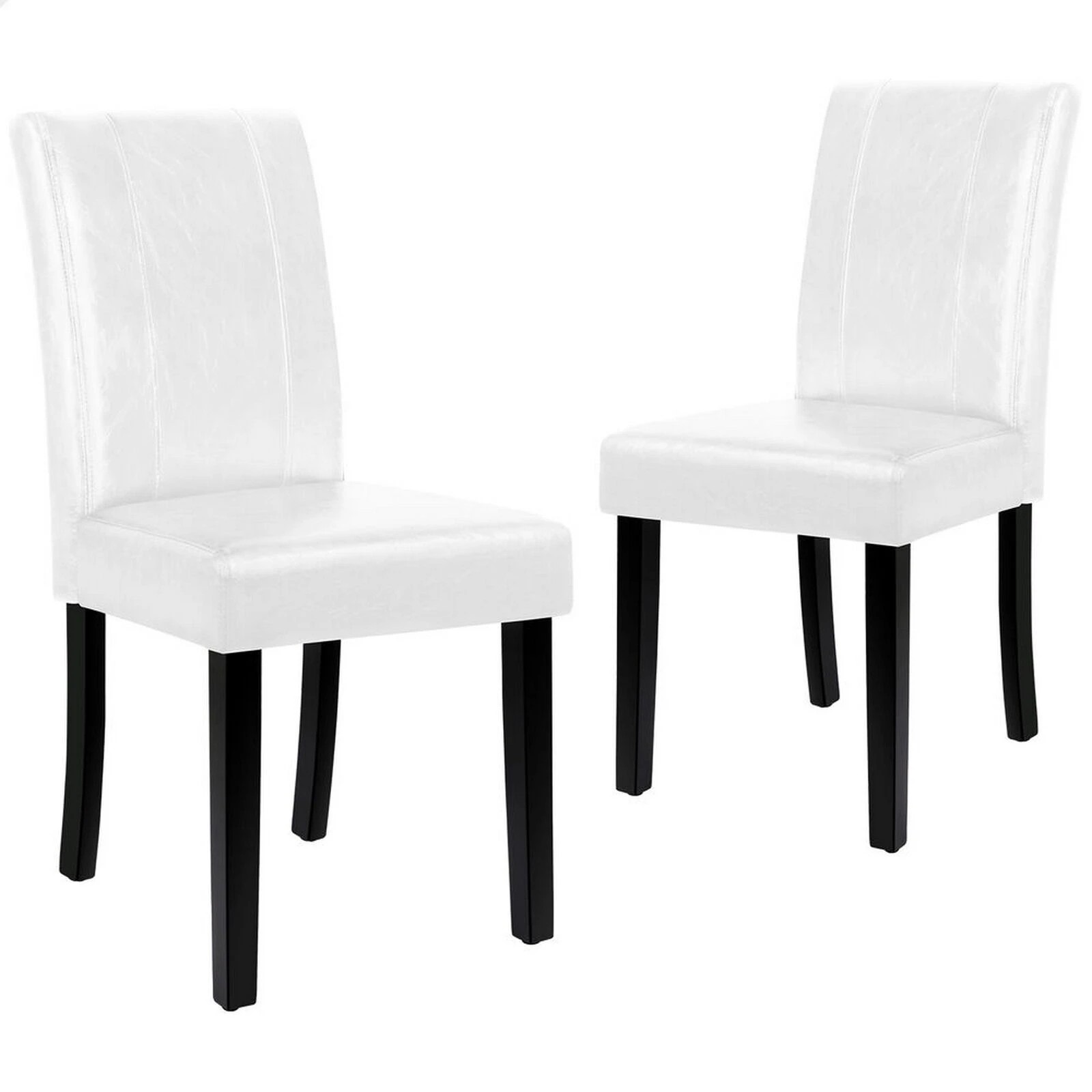 1 Alfordson 2x Dining Chairs Cafe Kitchen High-Back Chair Glossy PU Leather - White, 1 of 10