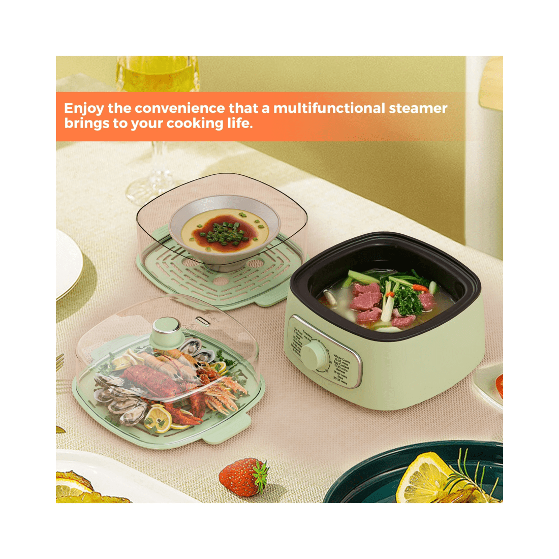 6 Advwin Electric Food Steamer, 12l Electric Steamer Pot With 2 Removable Steamer Trays, 6 of 7