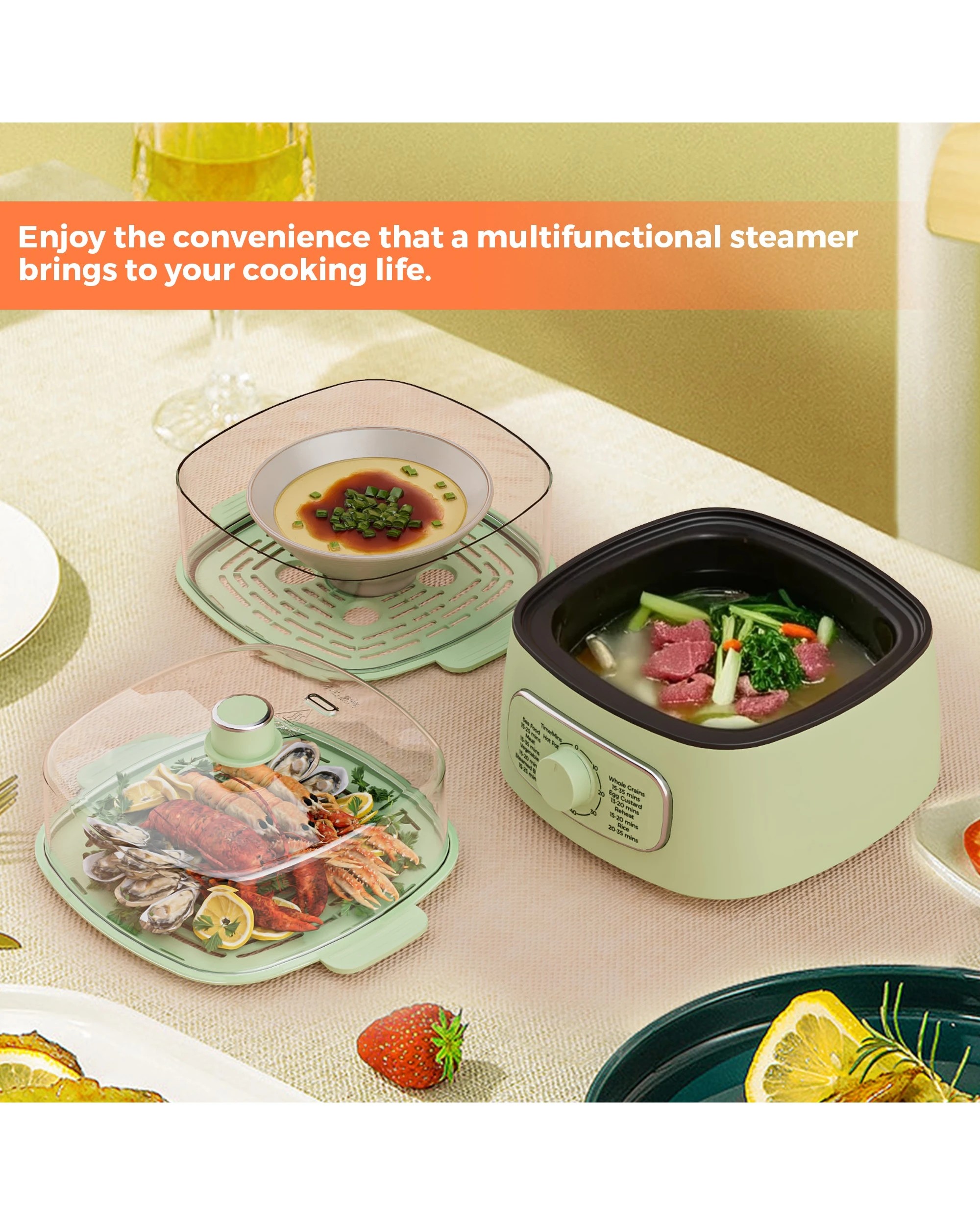 6 Advwin Electric Food Steamer, 12l Electric Steamer Pot With 2 Removable Steamer Trays, 6 of 7