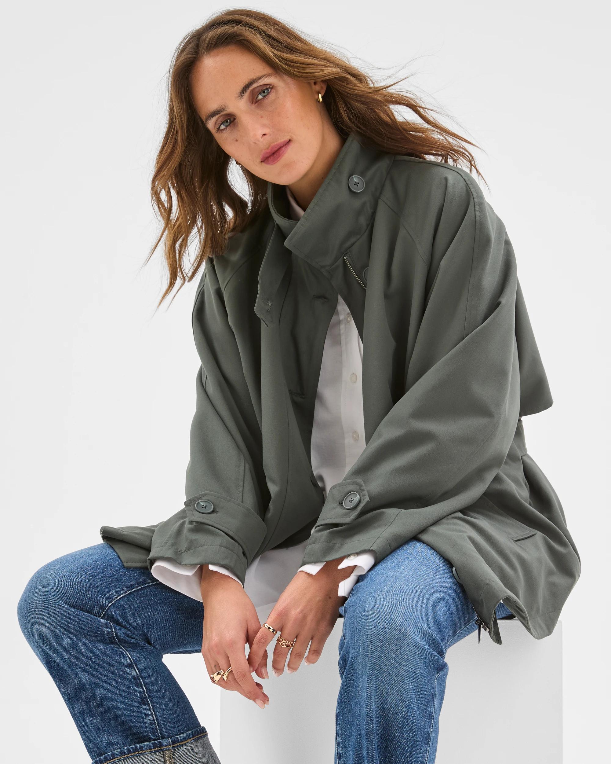 5 Target Woman Longline Funnel Neck Coat COAL GREEN, 5 of 7