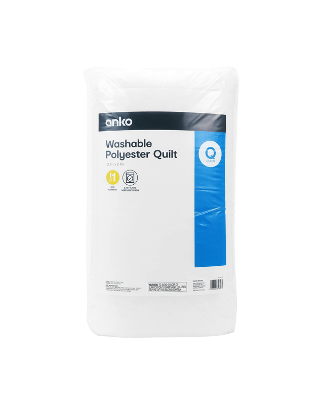 Low Warmth Washable Polyester Quilt - Queen Bed, W