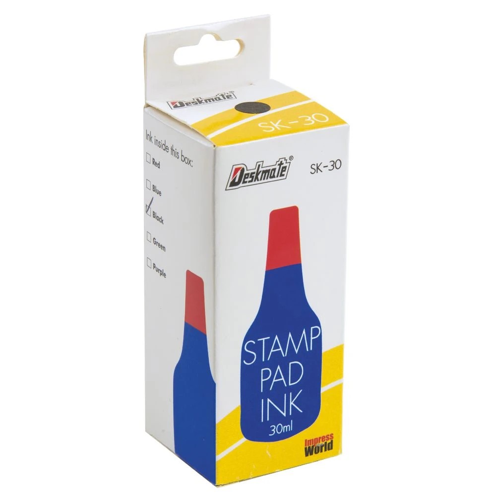 2 Deskmate Stamp Pad Refill Ink 30mL Black, 2 of 2