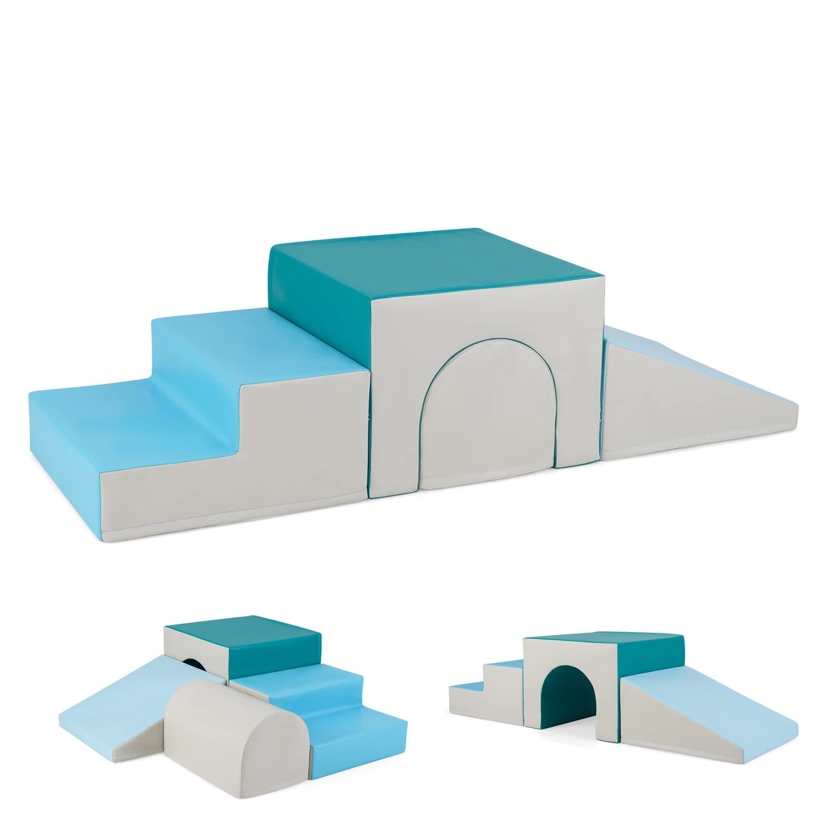 1 Costway 4PCS Soft Corner Climbing Sliding Blocks - Blue, 1 of 3