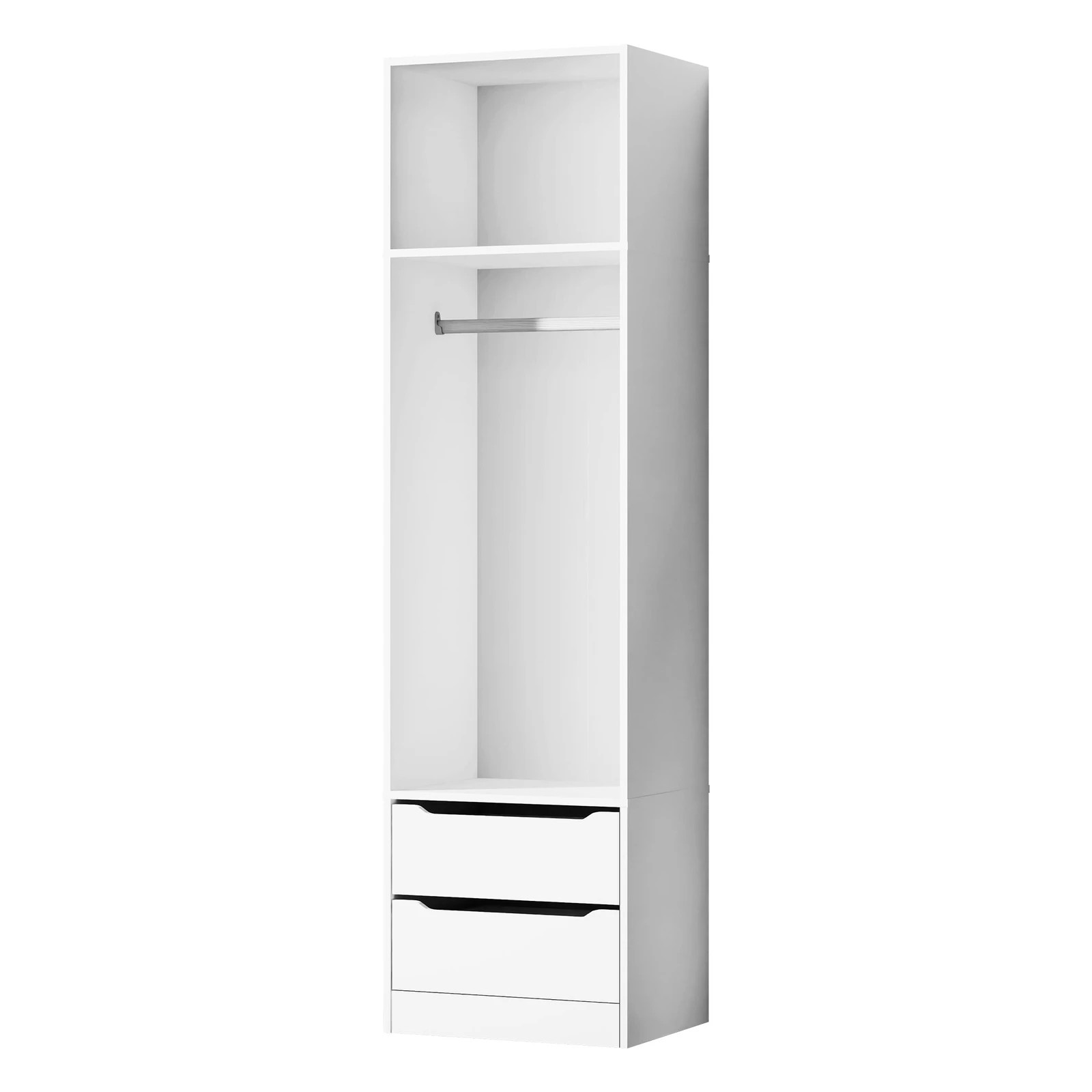 1 Alfordson Wardrobe C2 Drawers lothes Storage Cabinet Hanging Rod - White, 1 of 10