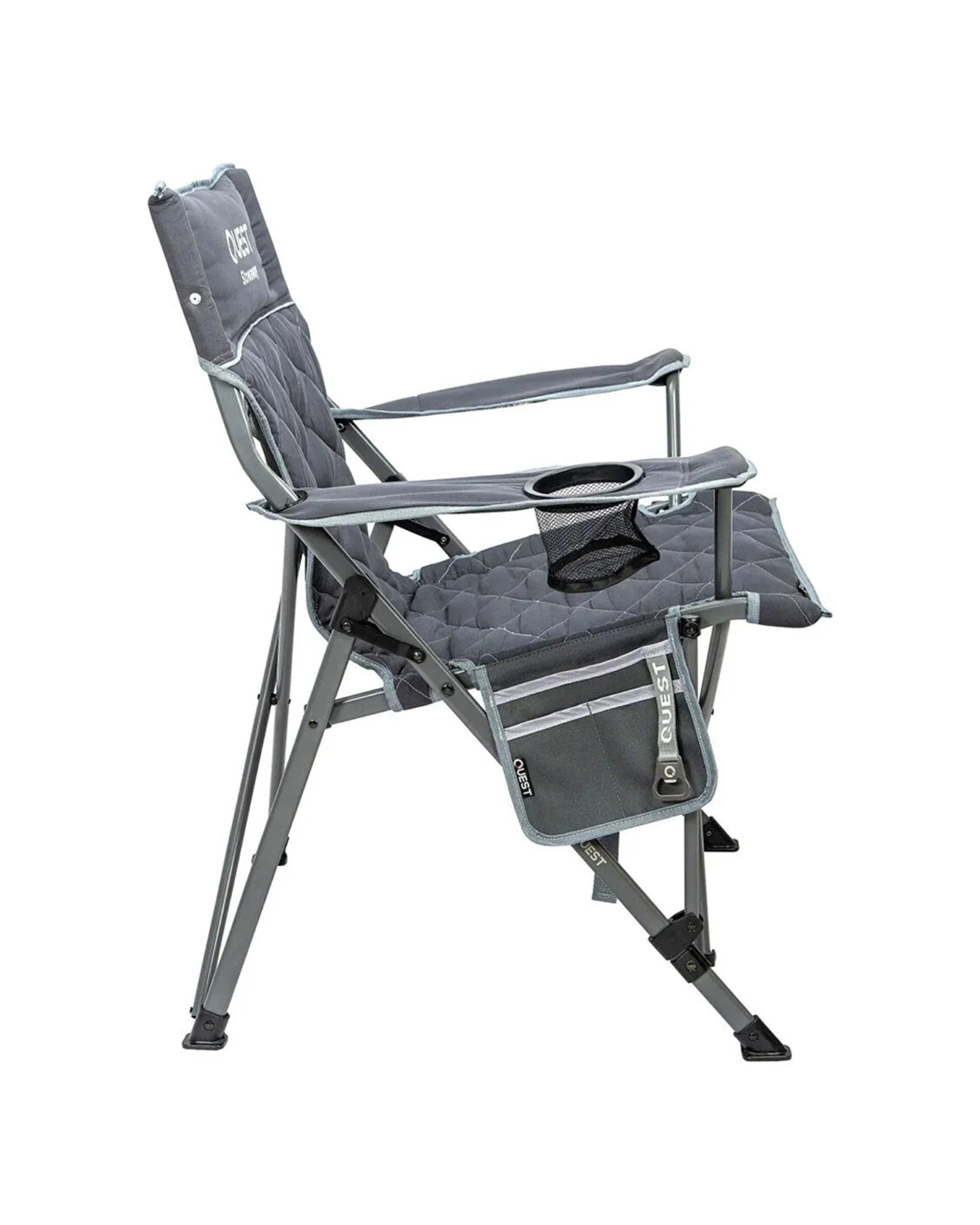 4 Quest Stowaway Camp Chair Steel With Armrests 180kg Capacity Padded - Grey, 4 of 8