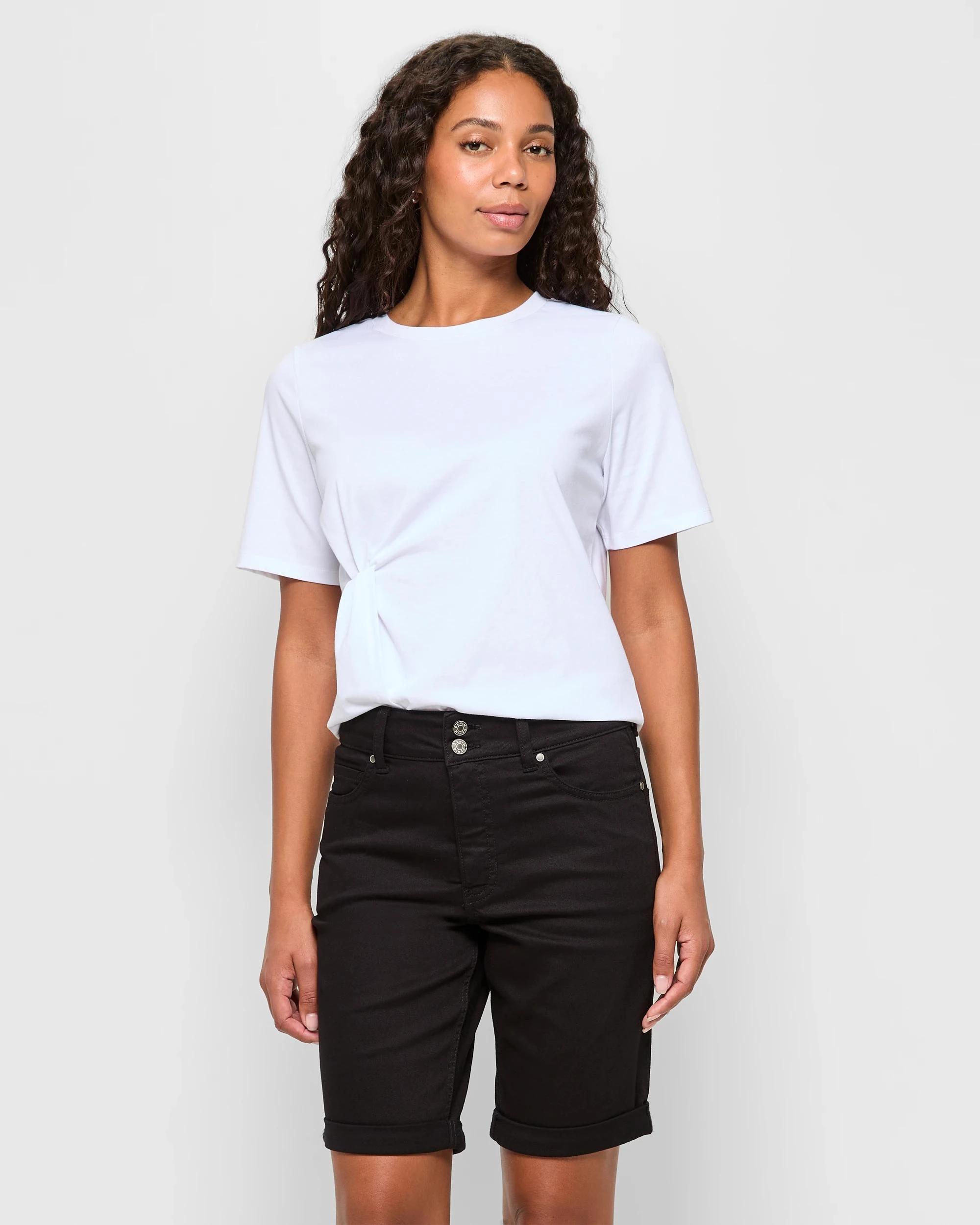 1 Target Denim Shape Your Body Denim Bermuda Shorts STAY BLACK, 1 of 5