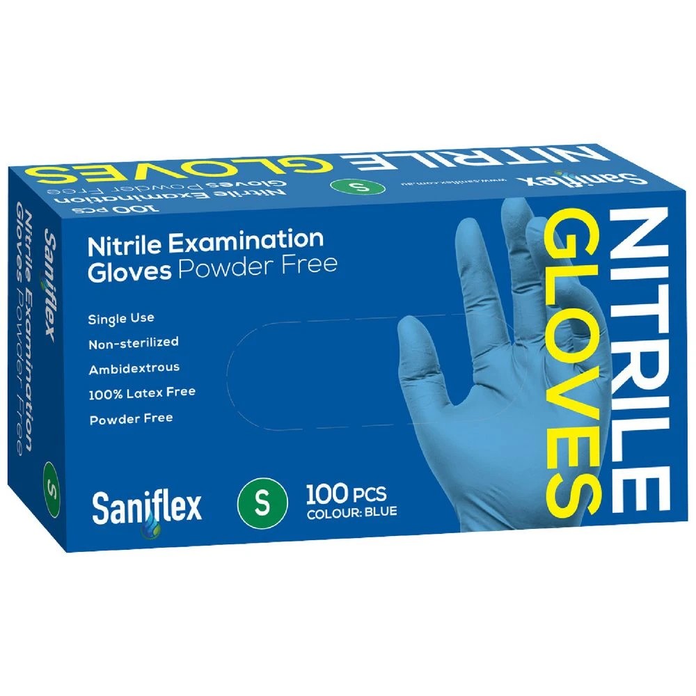 1 Nitrile Examination Gloves 100 Pack Size S Blue, 1 of 1