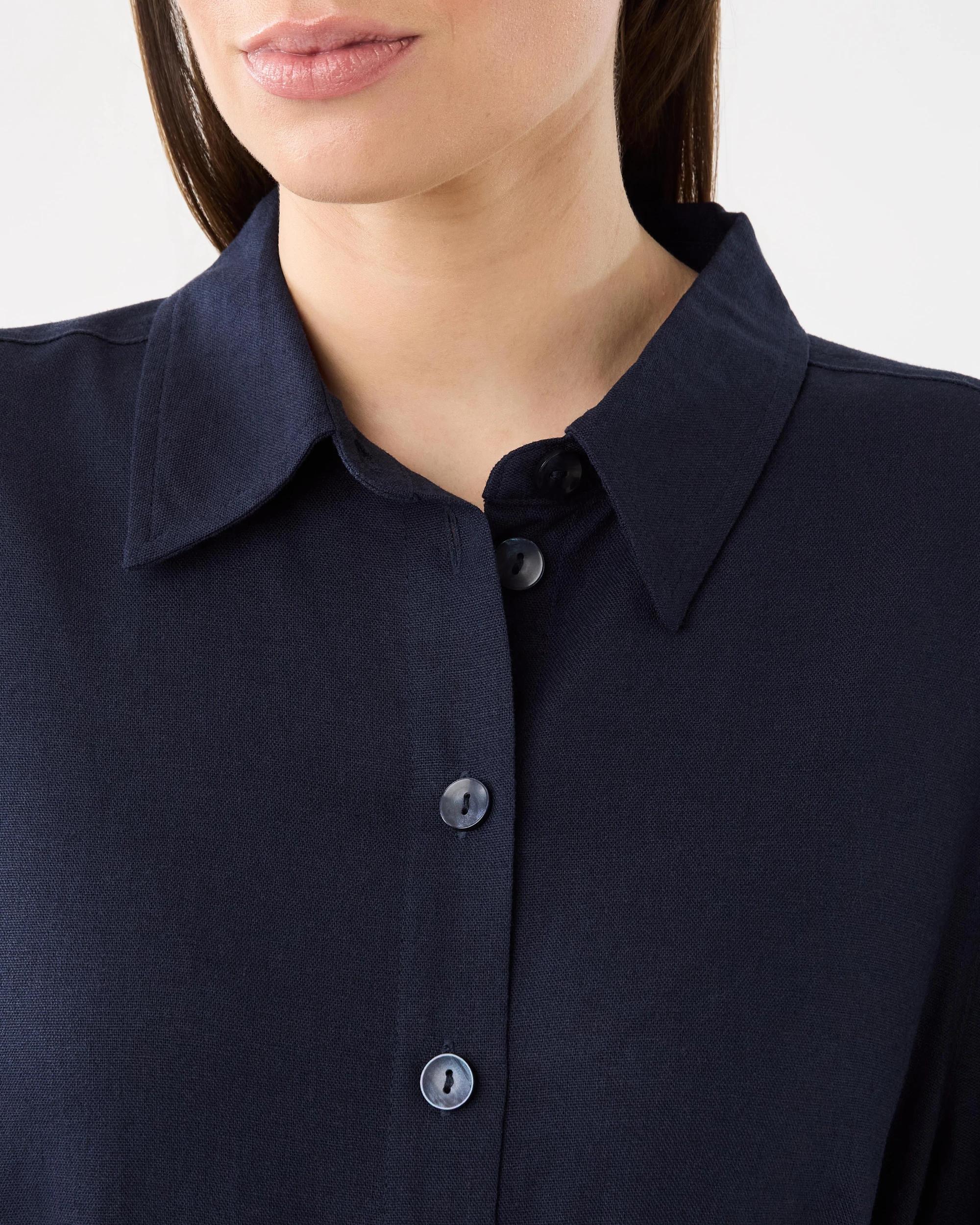 6 Short Sleeve Belted Midi Shirt Dress Navy Blaze, 6 of 8