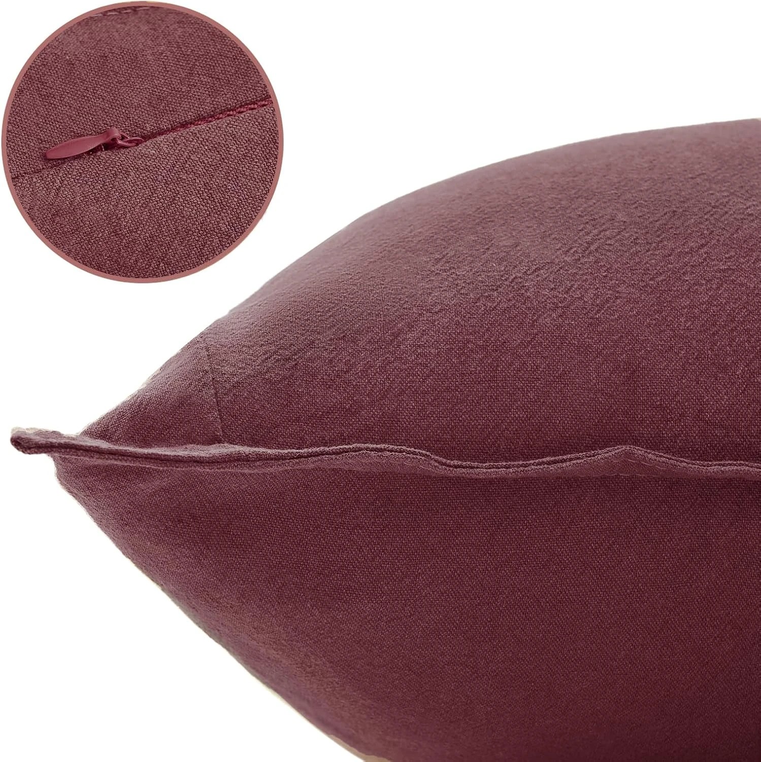 2 Gioia Casa 2-Pack Linen-Cotton Blend Cushion Covers 45x45cm - Burgundy, 2 of 4