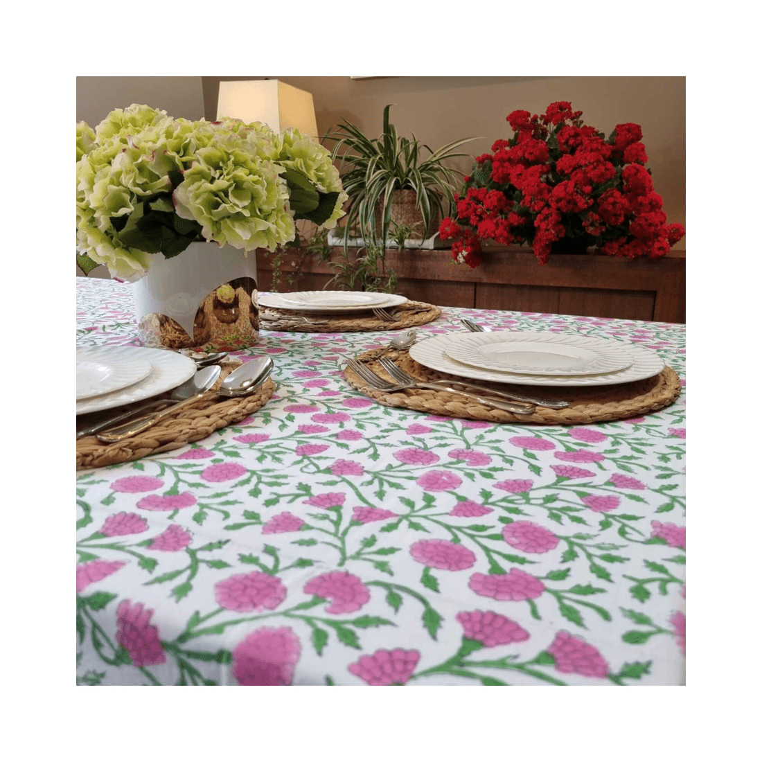 6 Kolka Rectangle Square Tablecloth Table Cover Flower Pattern Dining Table Cloth - Pink, 6 of 6