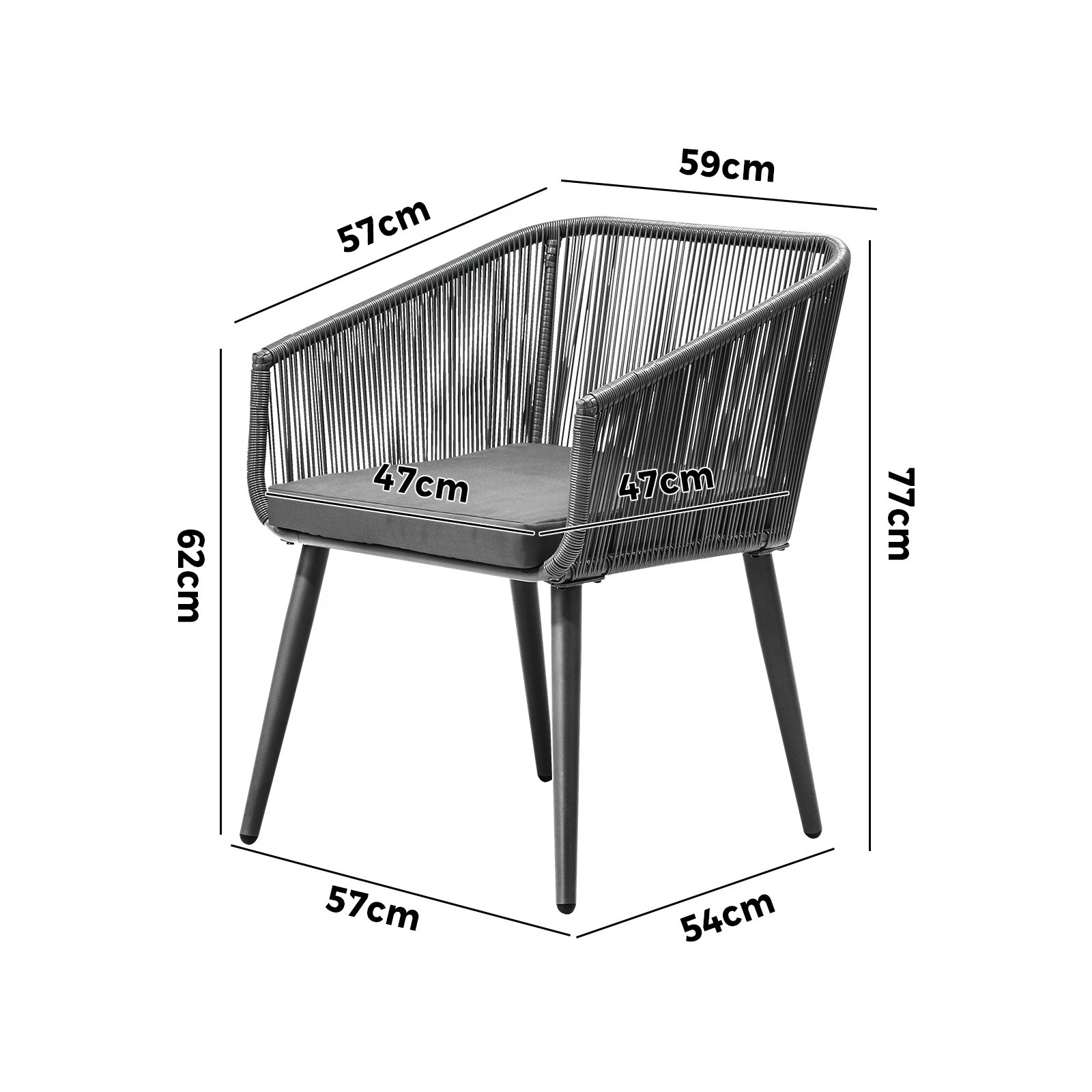 2 Livsip Outdoor Furniture Lounge Setting Chairs Set Of 2 Bistro Patio Garden Set - Grey, 2 of 9