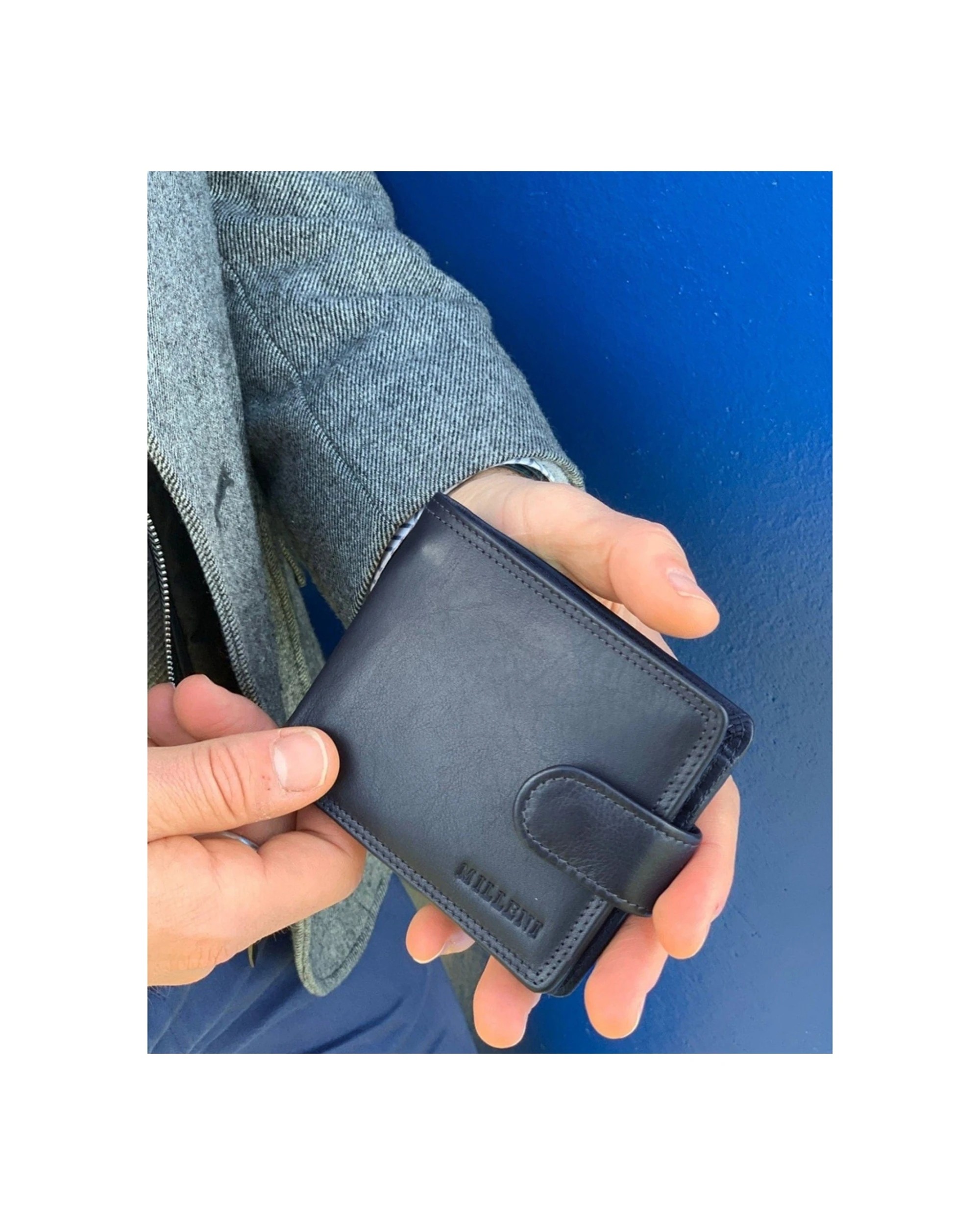 3 Milleni Men's Leather Tab Cash/Card RFID Protected Wallet 11x9.5cm Navy - Blue, 3 of 3