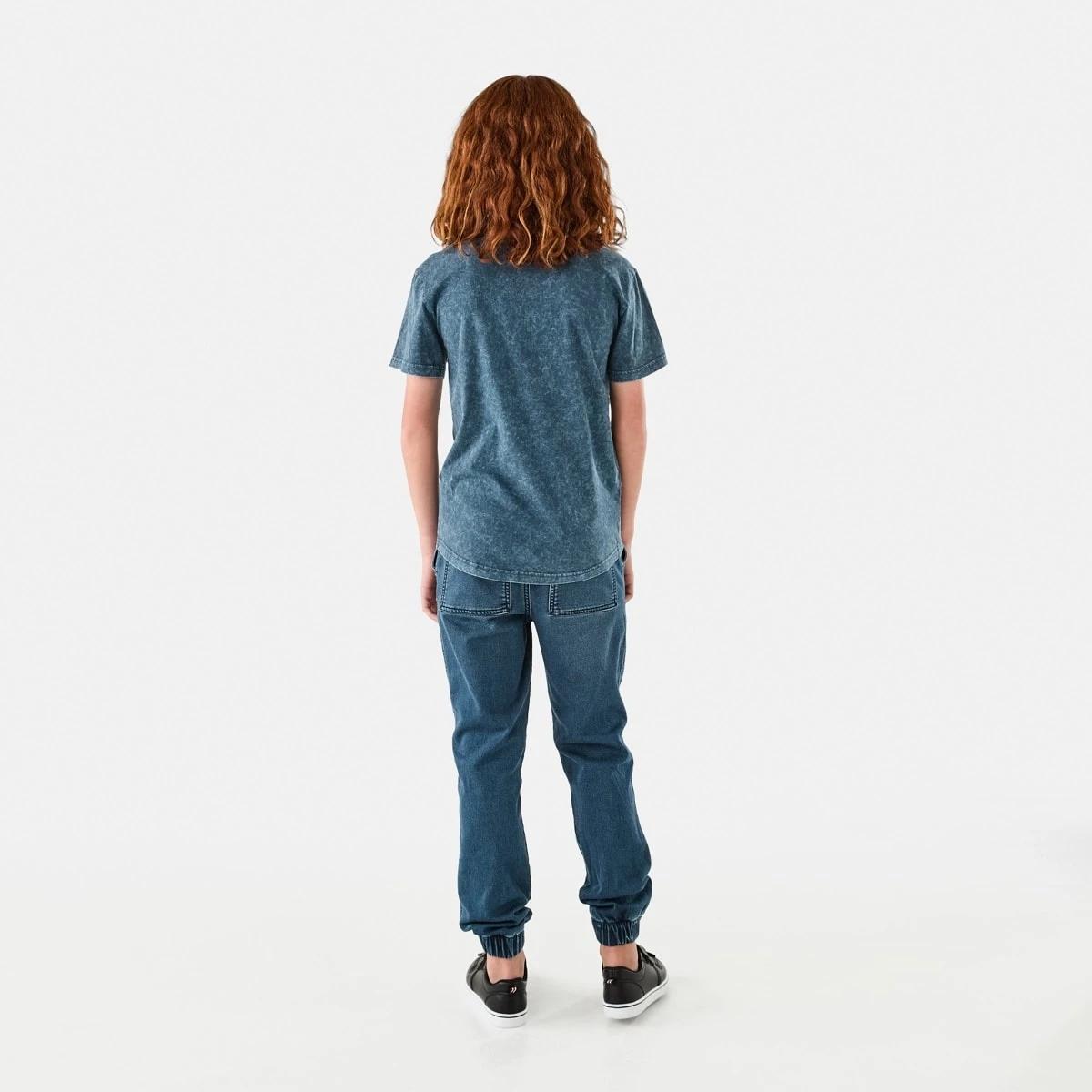 7 Curved Hem Acid Wash T-shirt Wash Blue, 7 of 9