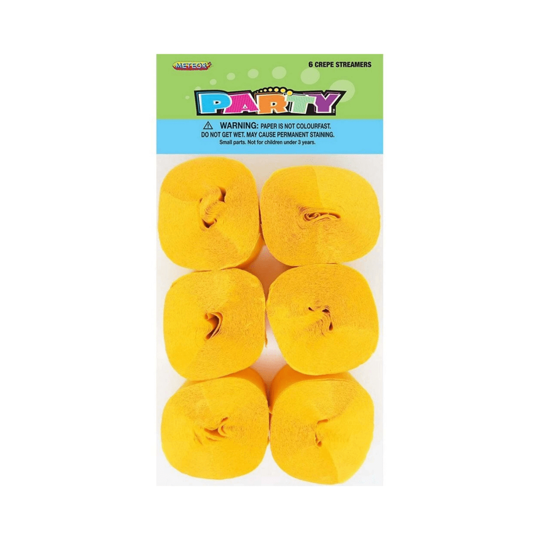 1 Meteor Yellow Crepe Streamers Pack of 6, 1 of 1