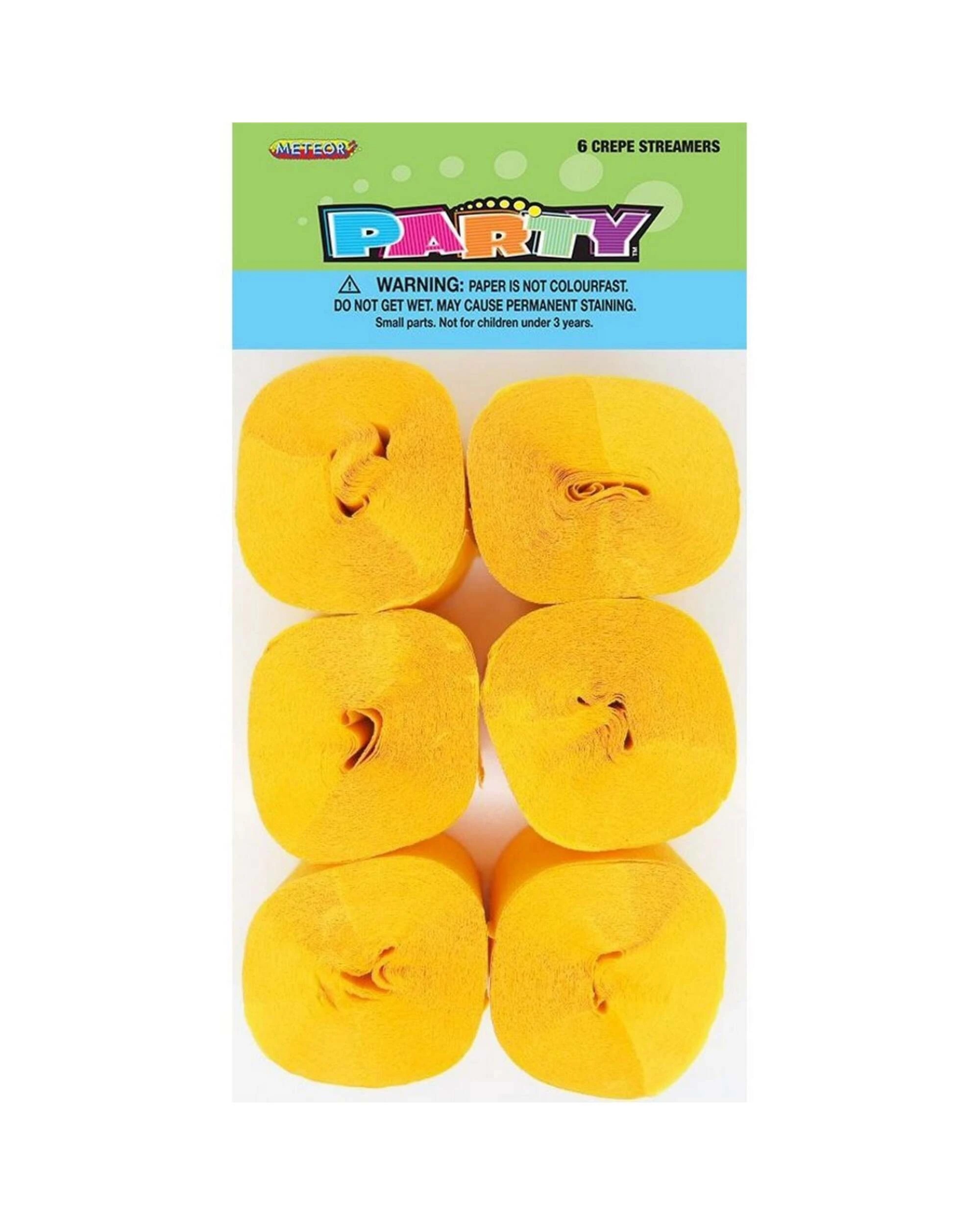 1 Unique Yellow Crepe Streamers Pack of 6 - Yellow, 1 of 1