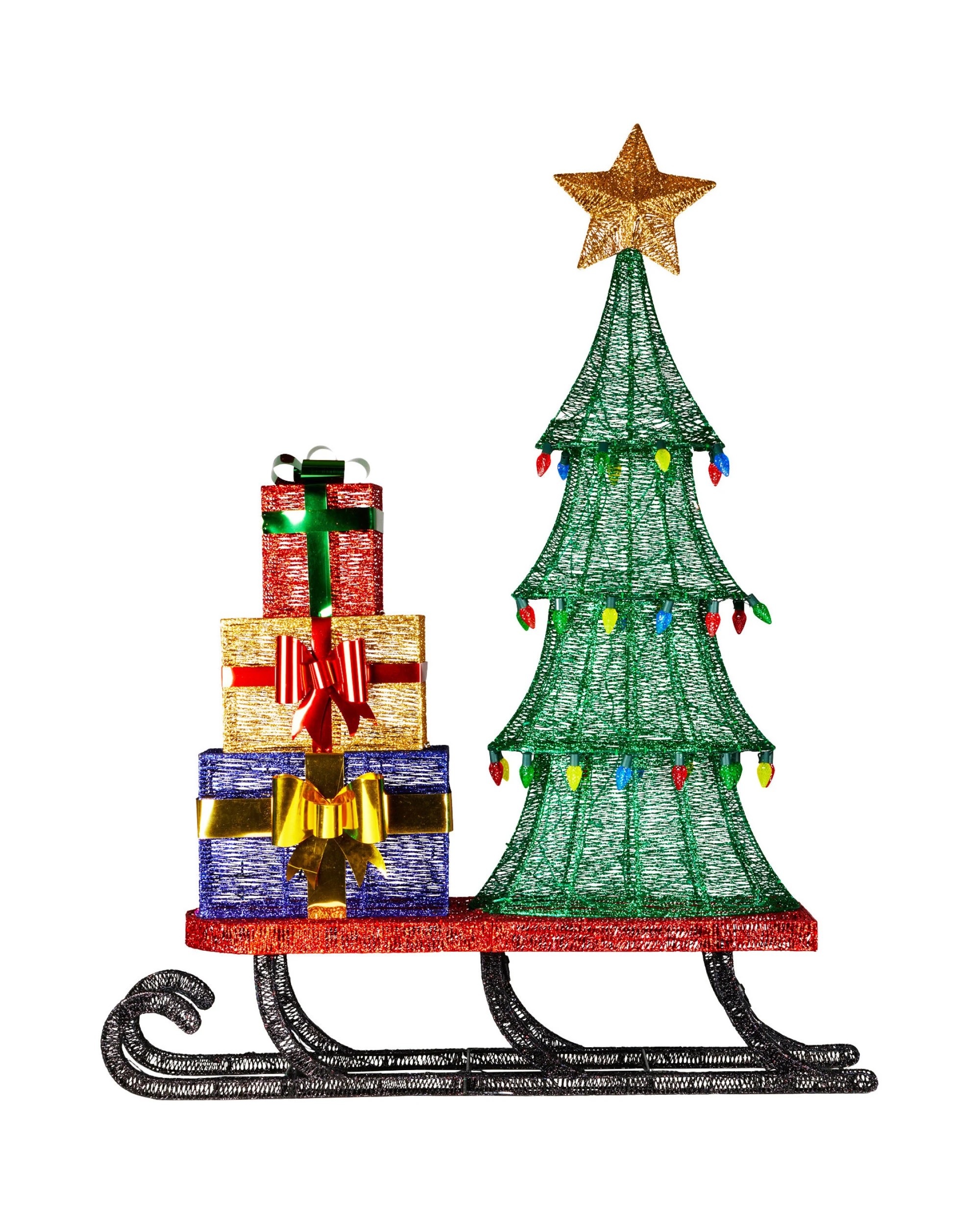 2 Christabelle Christmas Display Sled With Tree And Presents - 183cm, 2 of 8