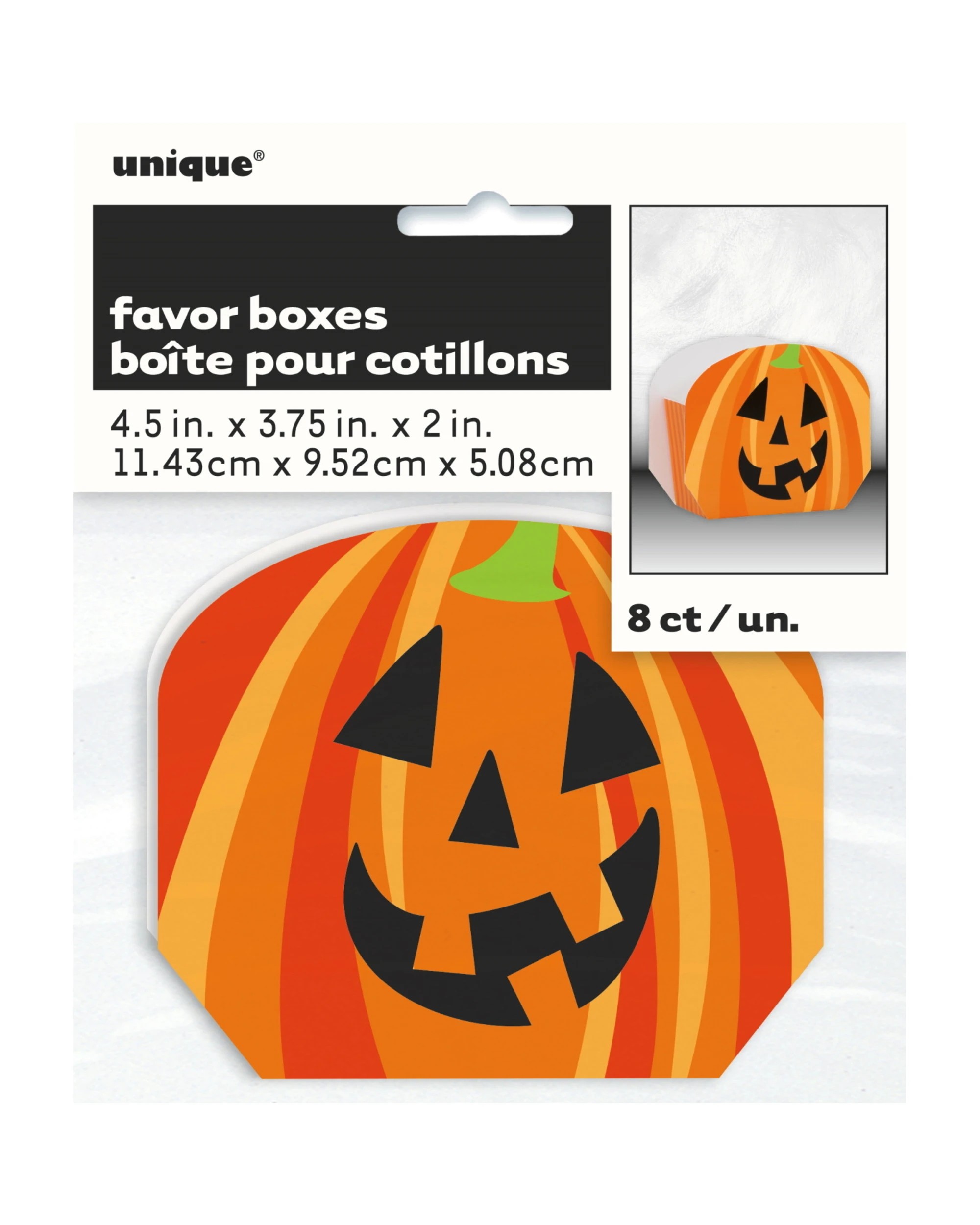 2 Unique Pumpkin Favour Boxes Pack of 8 - Orange, 2 of 3