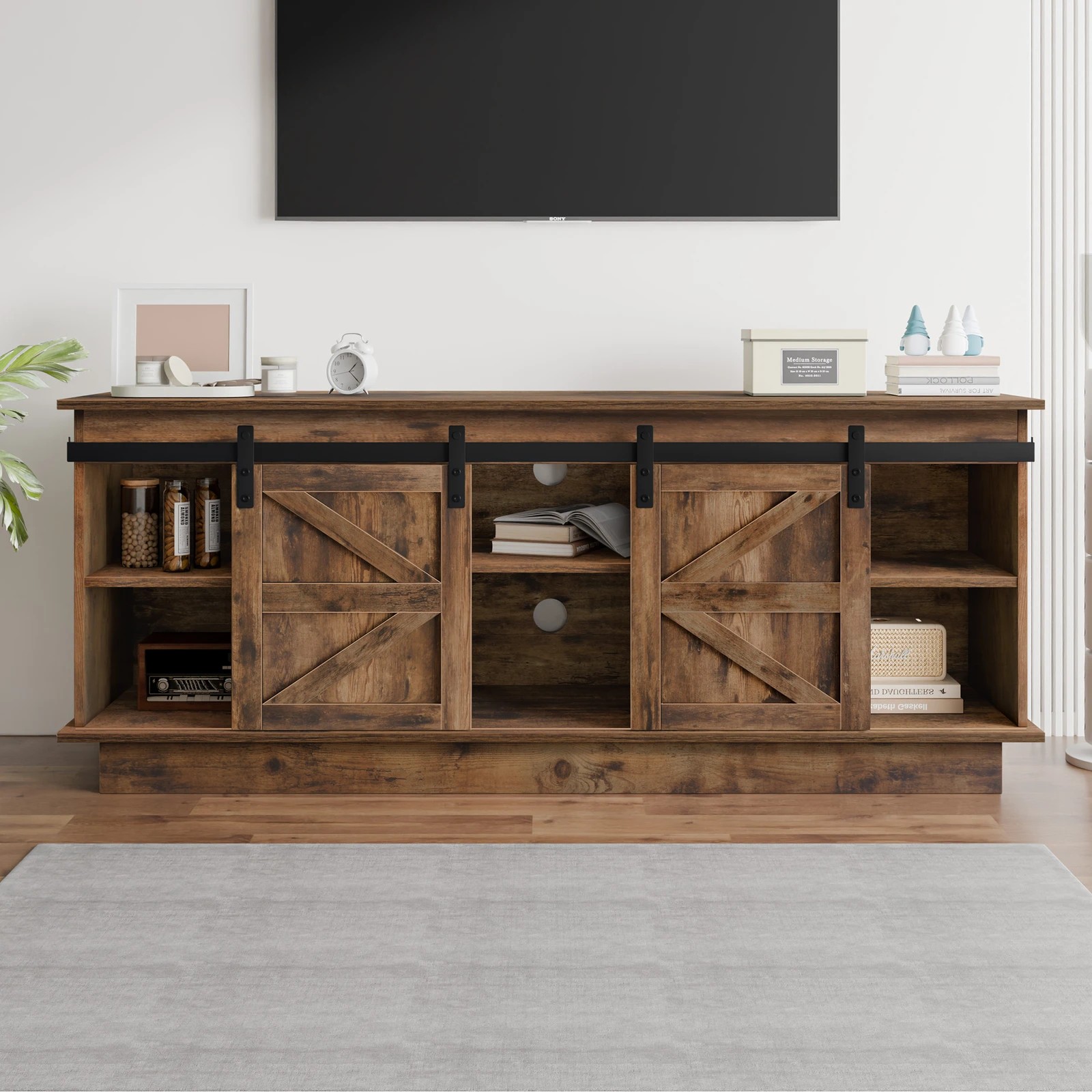 Alfordson TV Cabinet Entertainment Unit Storage Stand 150cm Sliding ...