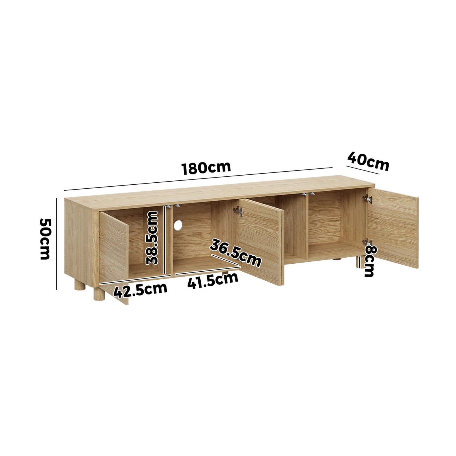 2 Oikiture TV Cabinet Entertainment Unit 180cm 4 Doors, 2 of 10