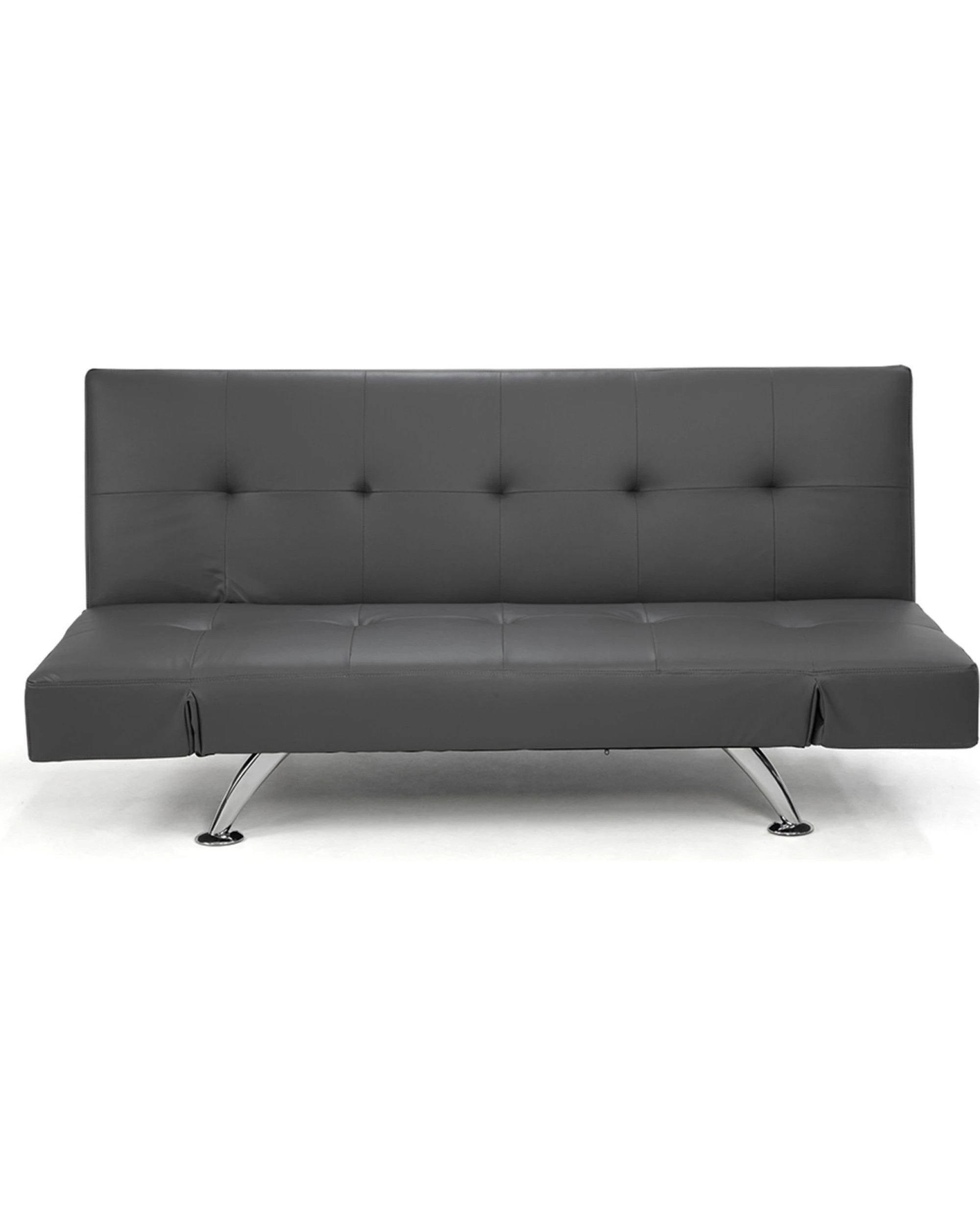 1 Sarantino 3 Seater Faux Leather Sofa Bed Lounge - Grey, 1 of 6