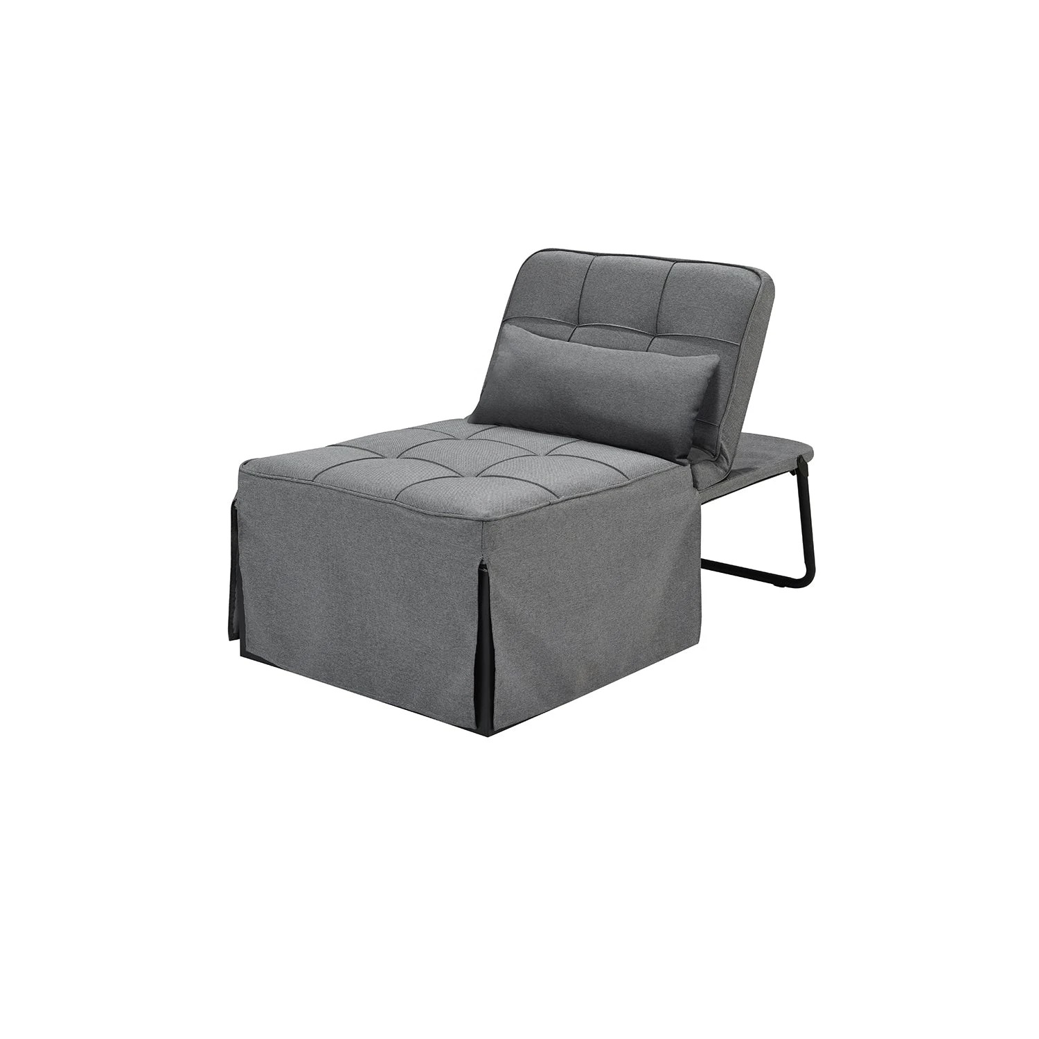 3 Foret 1-seater Sofa Bed Lounge Ottoman Adjustable Couch Recliner Light Grey, 3 of 8