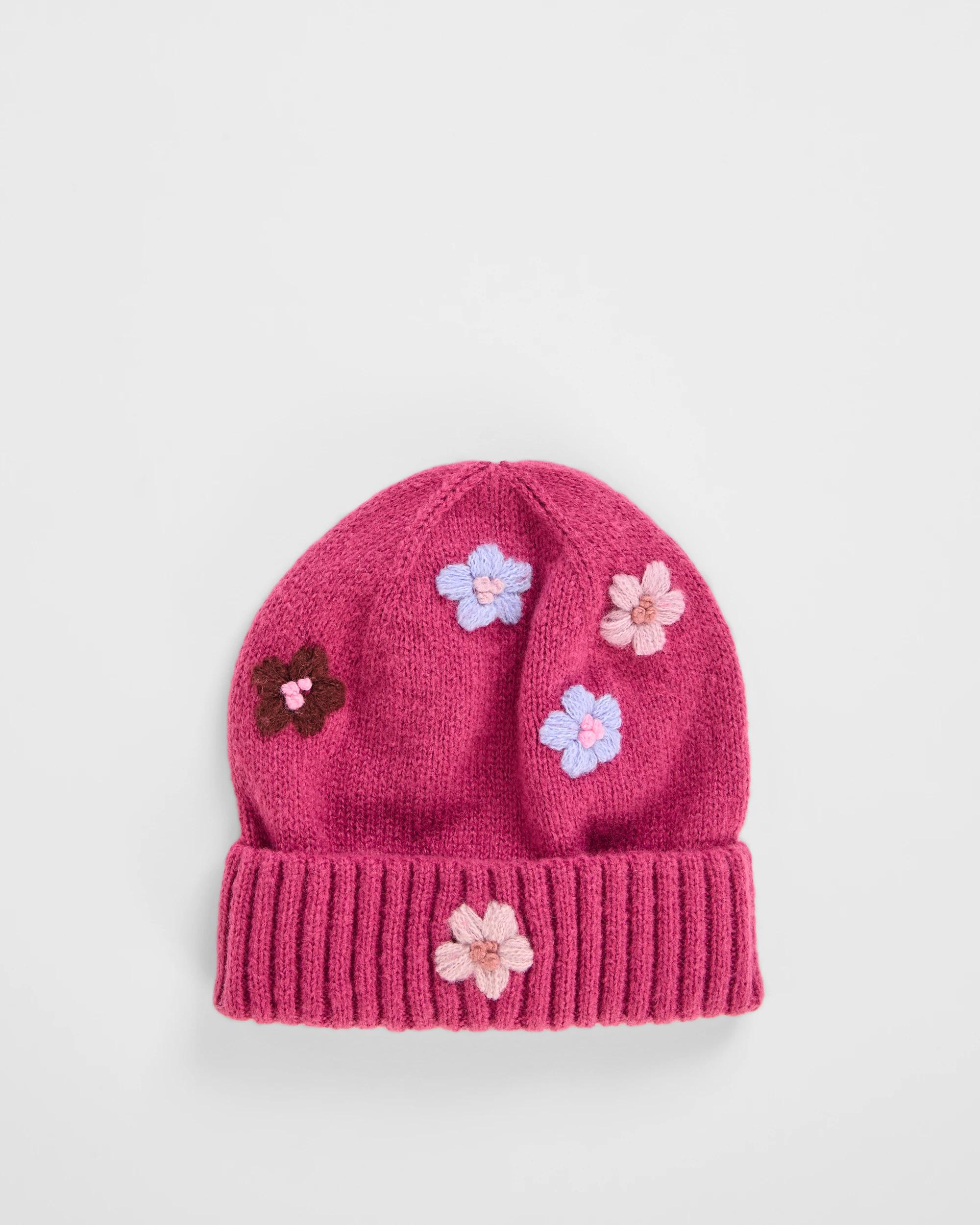 1 Target Kids Flower Applique Beanie PINK MARLE, 1 of 1