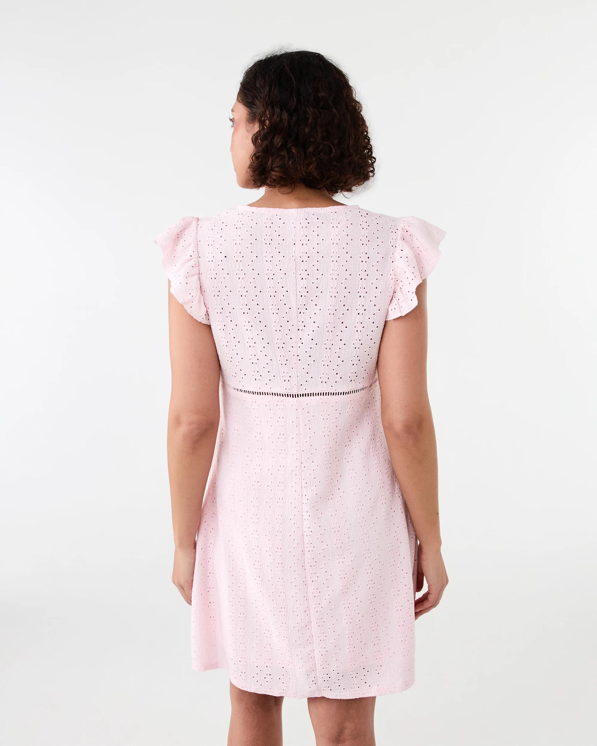 3 Sleeveless Broderie V-Neck Mini Dress Bllet Pink, 3 of 8