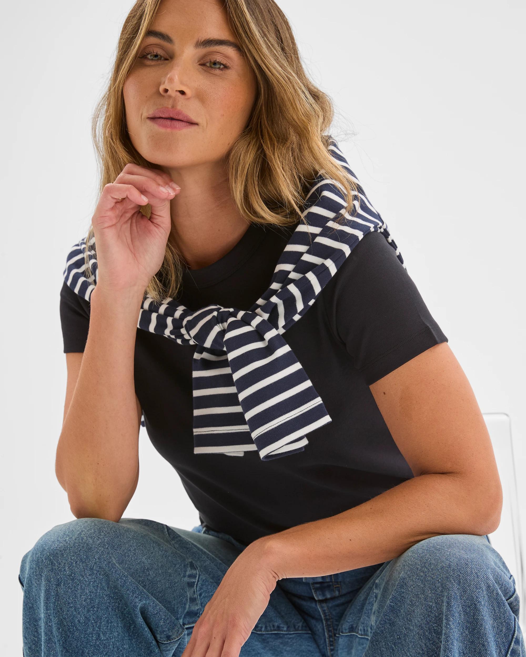 5 Target Woman Australian Cotton Interlock Neat T-Shirt BLACK, 5 of 7