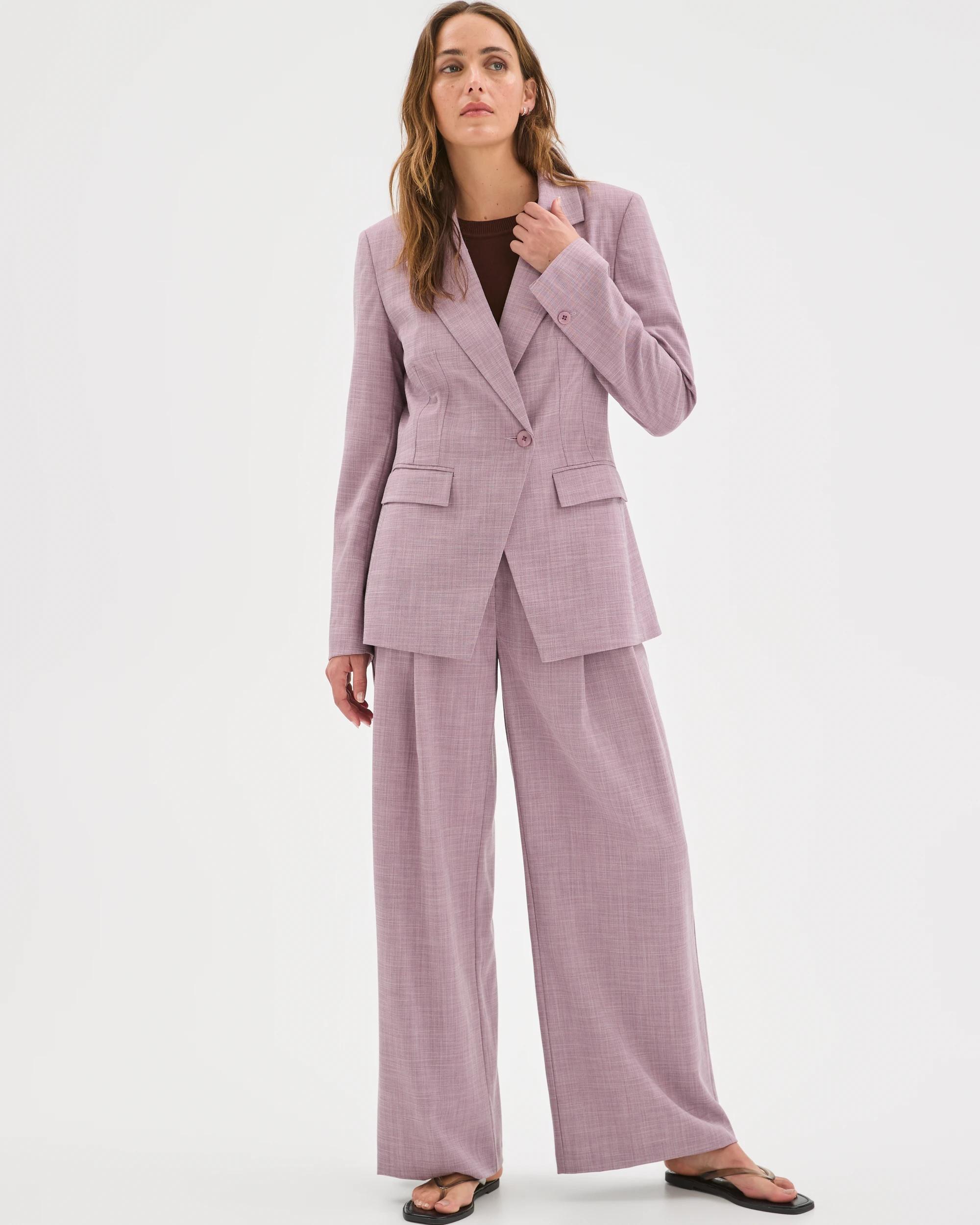2 Preview Cinched Waist Blazer BERRY CREAM MELANGE, 2 of 7