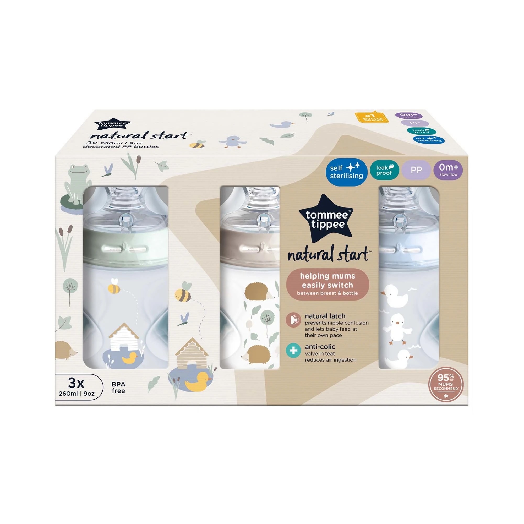 1 3 Pack Tommee Tippee Natural Start Decorated Baby Bottles, 1 of 8