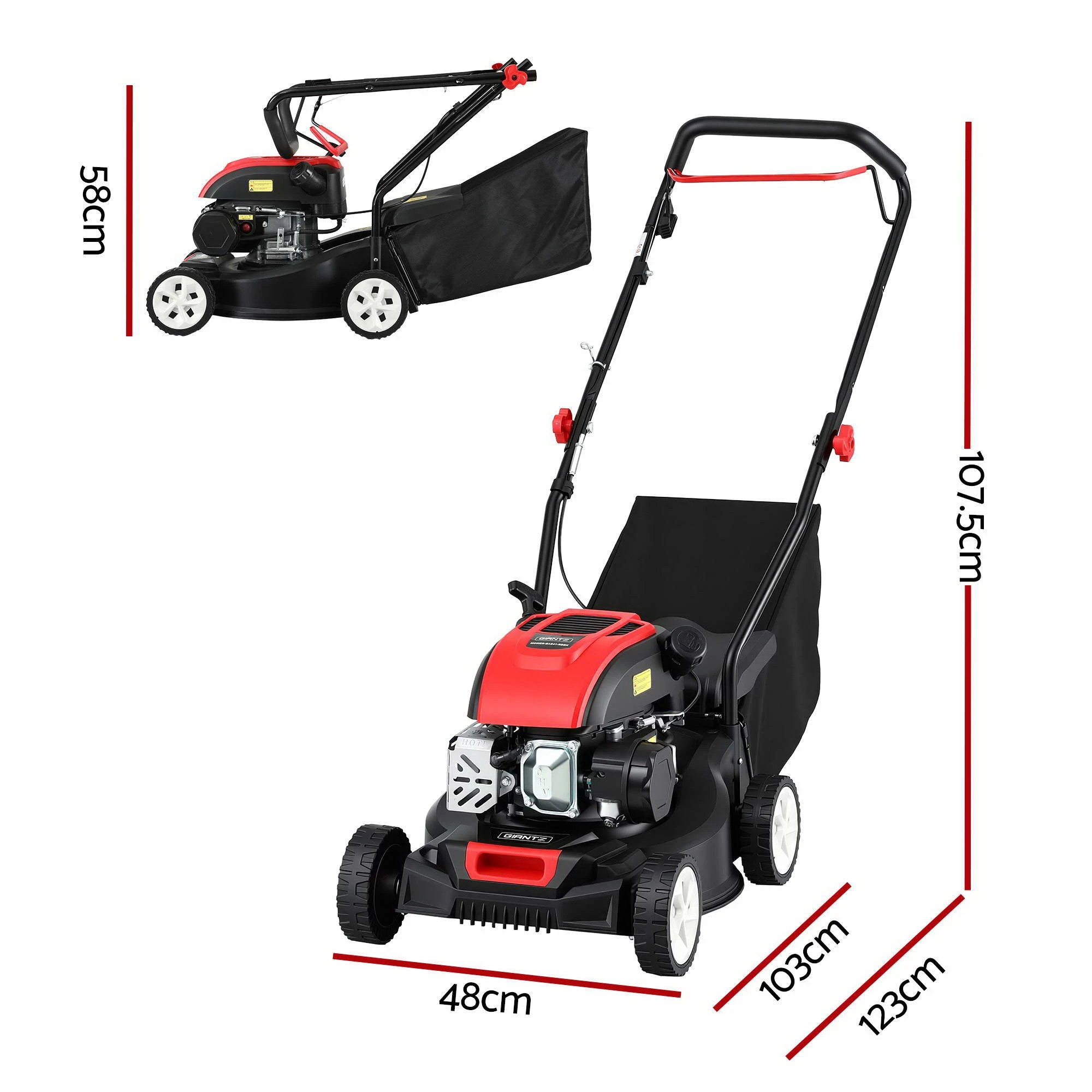 3 Giantz Petrol Lawn Mower 149cc 4 Stroke Hand Push 16in Grass Cutter Lawnmower - Multi, 3 of 9
