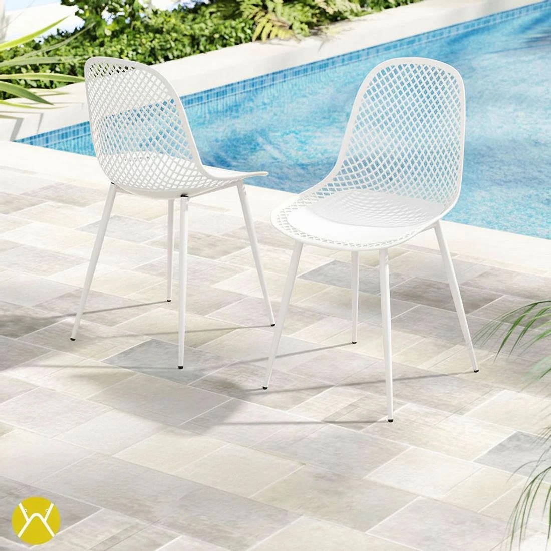 6 Gardeon 4PC Outdoor Dining Chairs PP Lounge Chair Patio Garden Furniture - White, 6 of 7