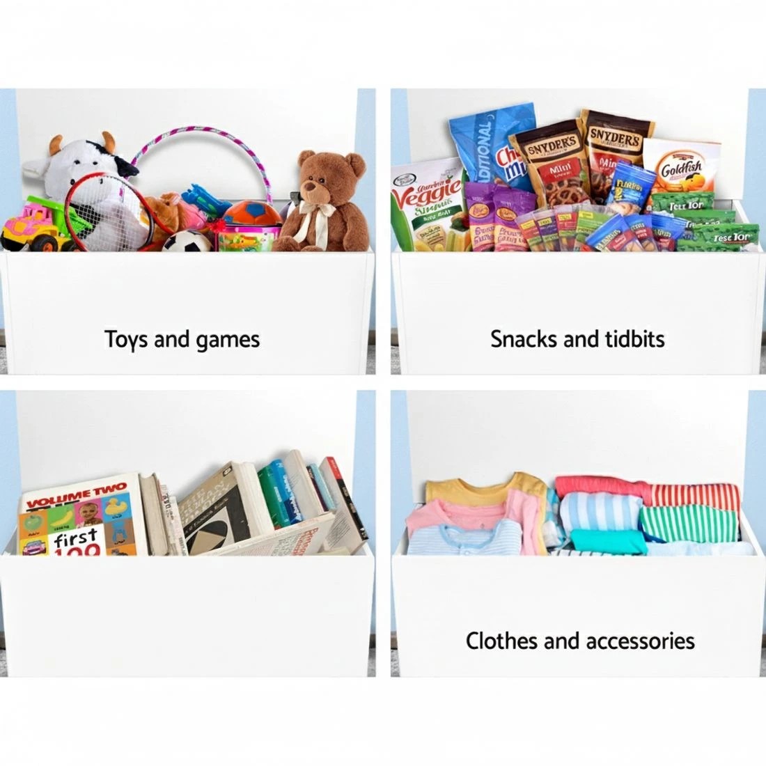 6 Keezi Kids Toy Box Chest Children Container Storage Clothes Organiser Cabinet - White, 6 of 7