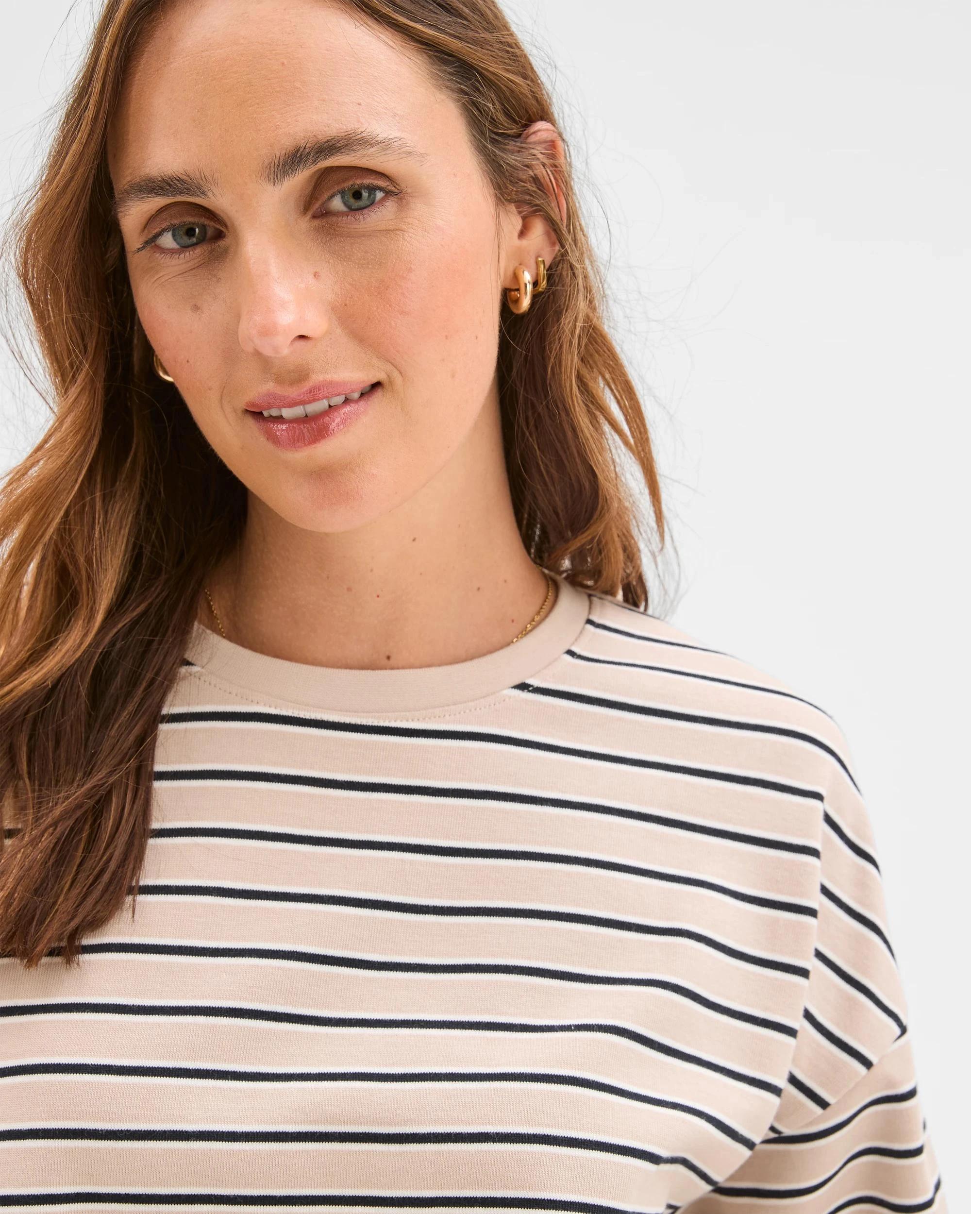 6 Target Woman Australian Cotton 3/4 Length Wide Sleeve Boxy T-Shirt BLACK/BIRCH/CLOUD DANCER, 6 of 7