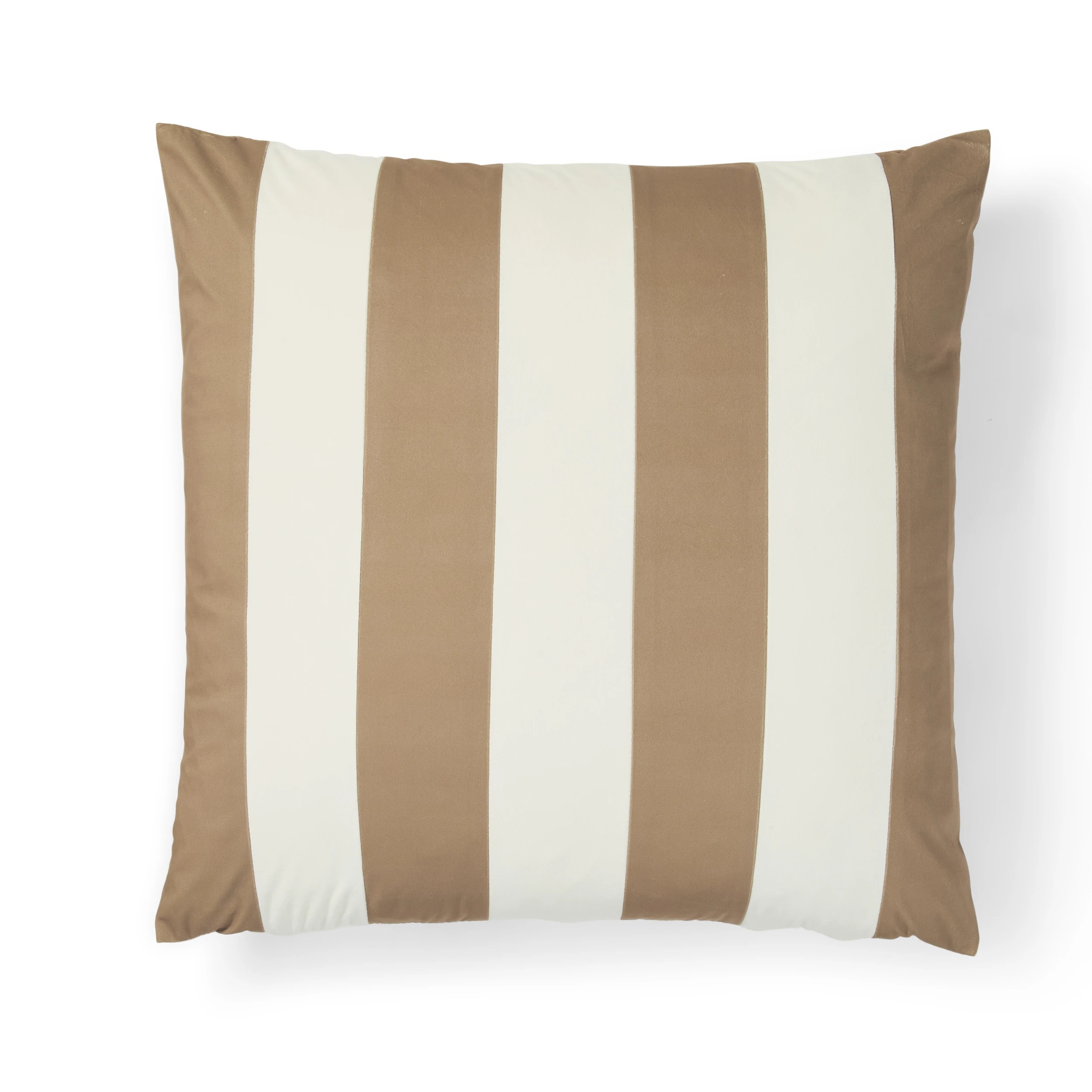 1 60cm Stripe Velvet Cushion Cover - White and Mocha, 1 of 6