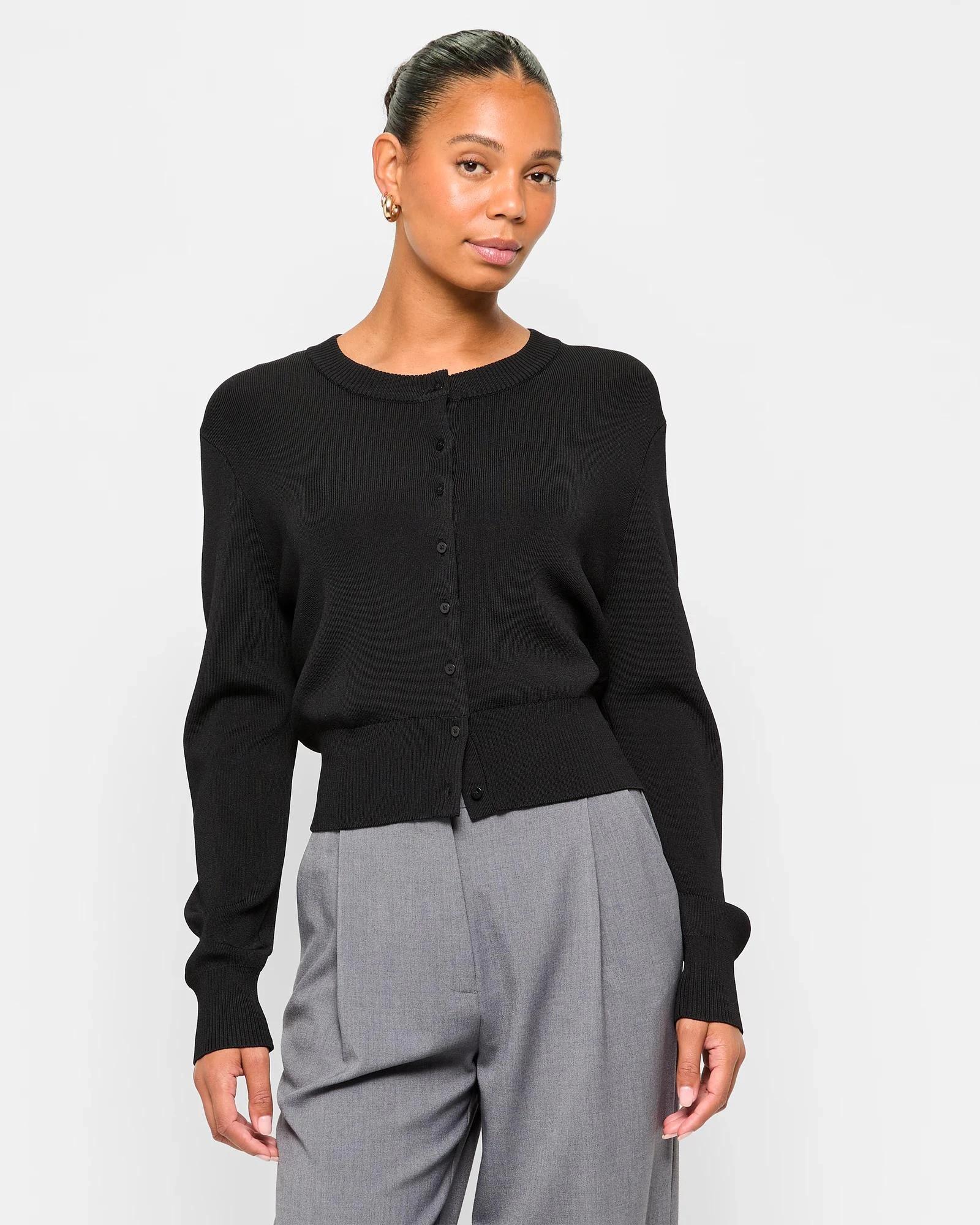 1 Crepe Knit Cardigan - Preview BLACK, 1 of 5