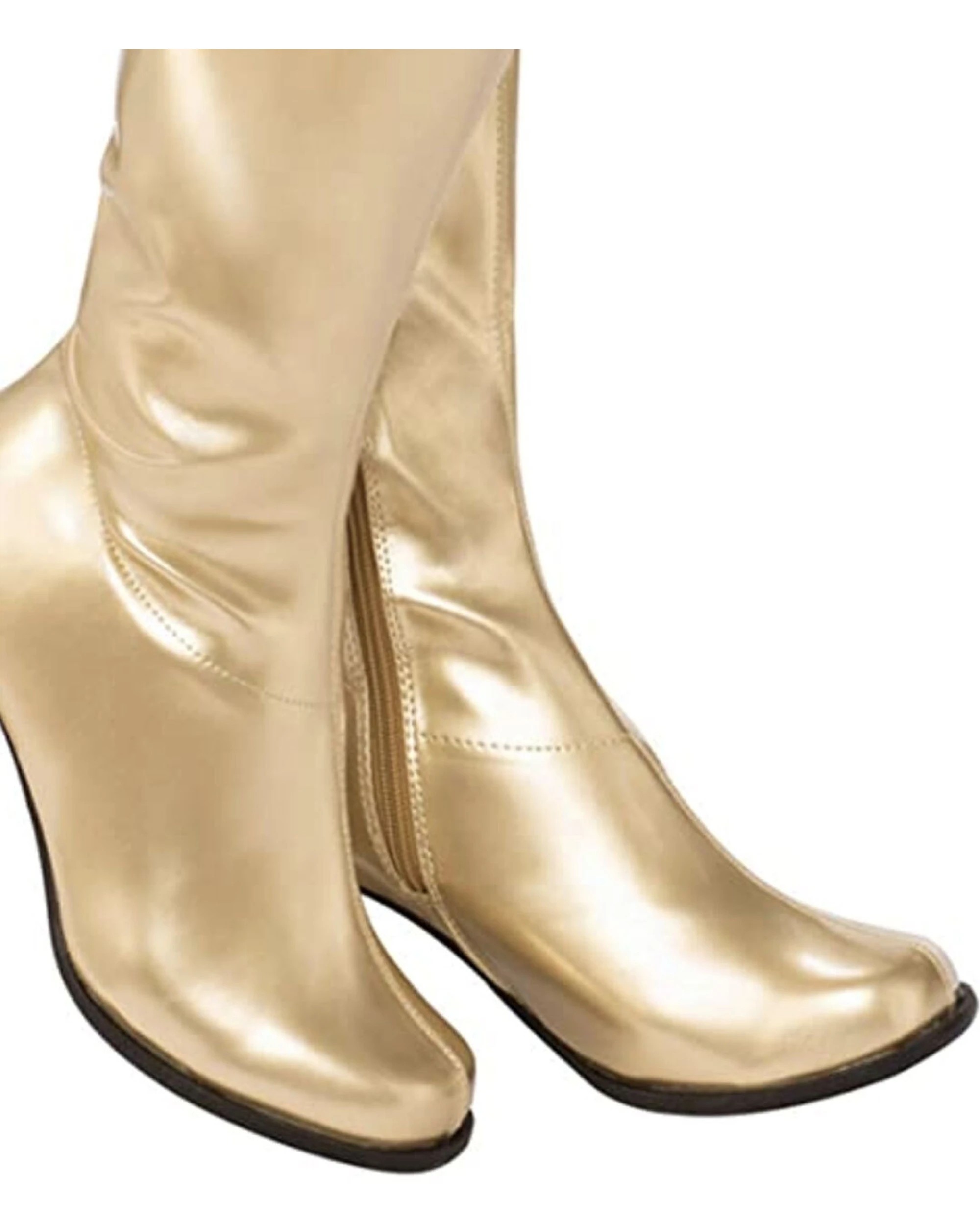 2 Rubies Ladies Womens Go Go Boots Costume Disco Shoes US 10 - Gold, 2 of 2
