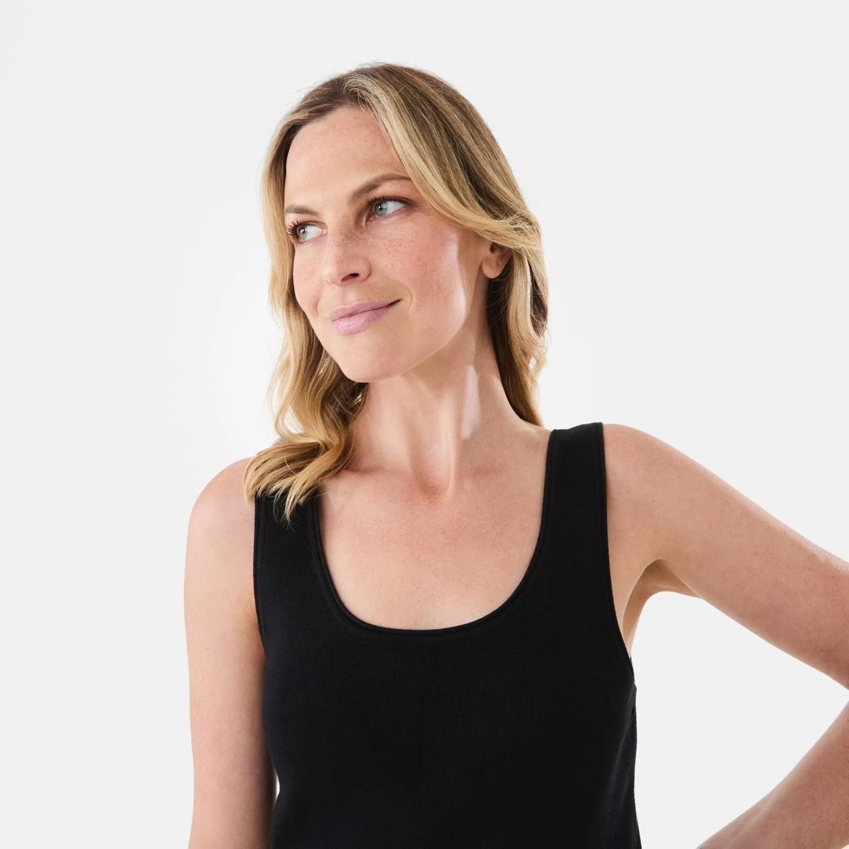 4 Sleeveless True Knit Scoop Neck Tank Black, 4 of 5